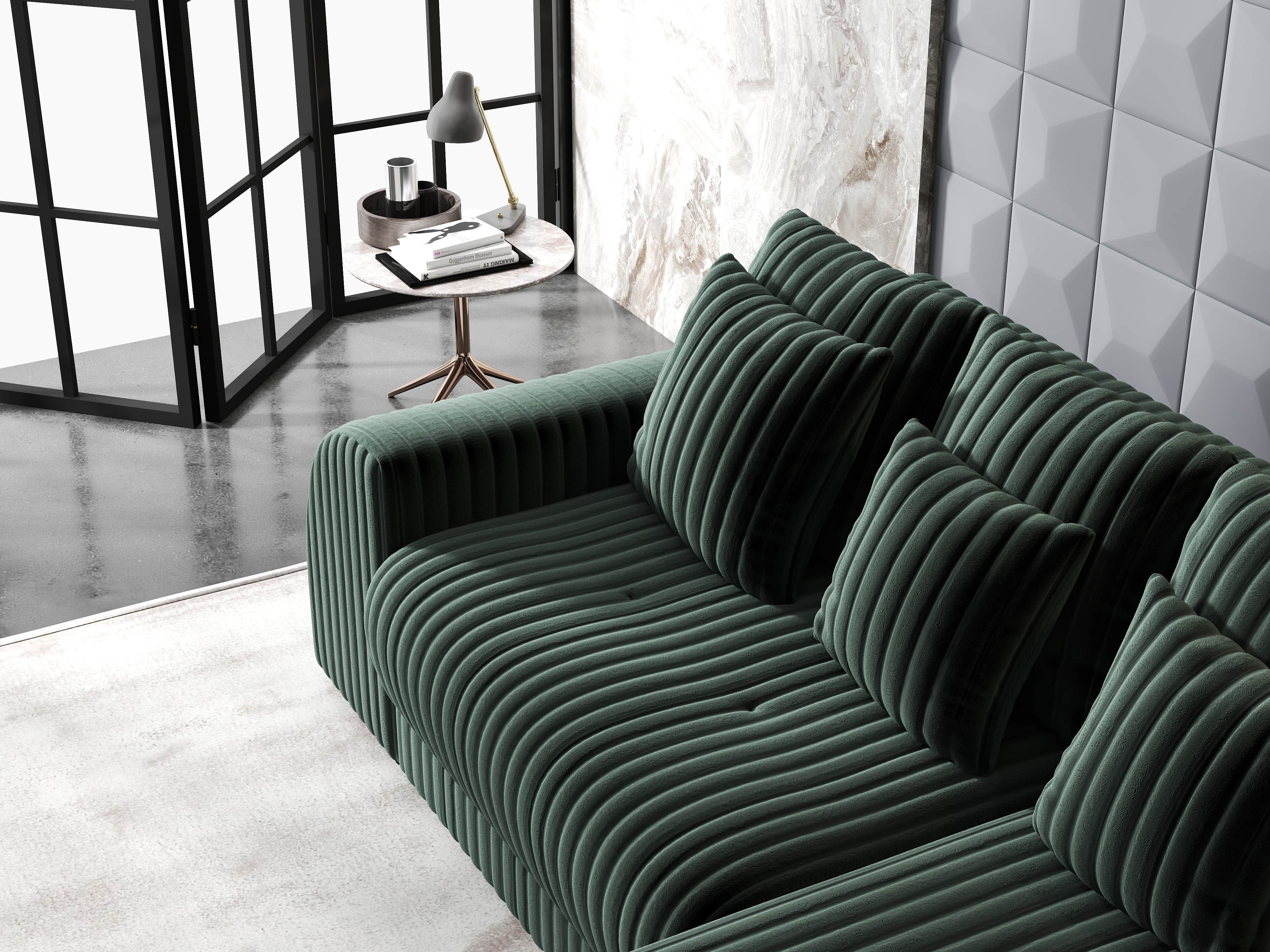 Colțar extensibil dumonde cu ladă de depozitare si sezut confortabil din spuma HR, Verona Ambience Verde II 290x185 cm Fabrica