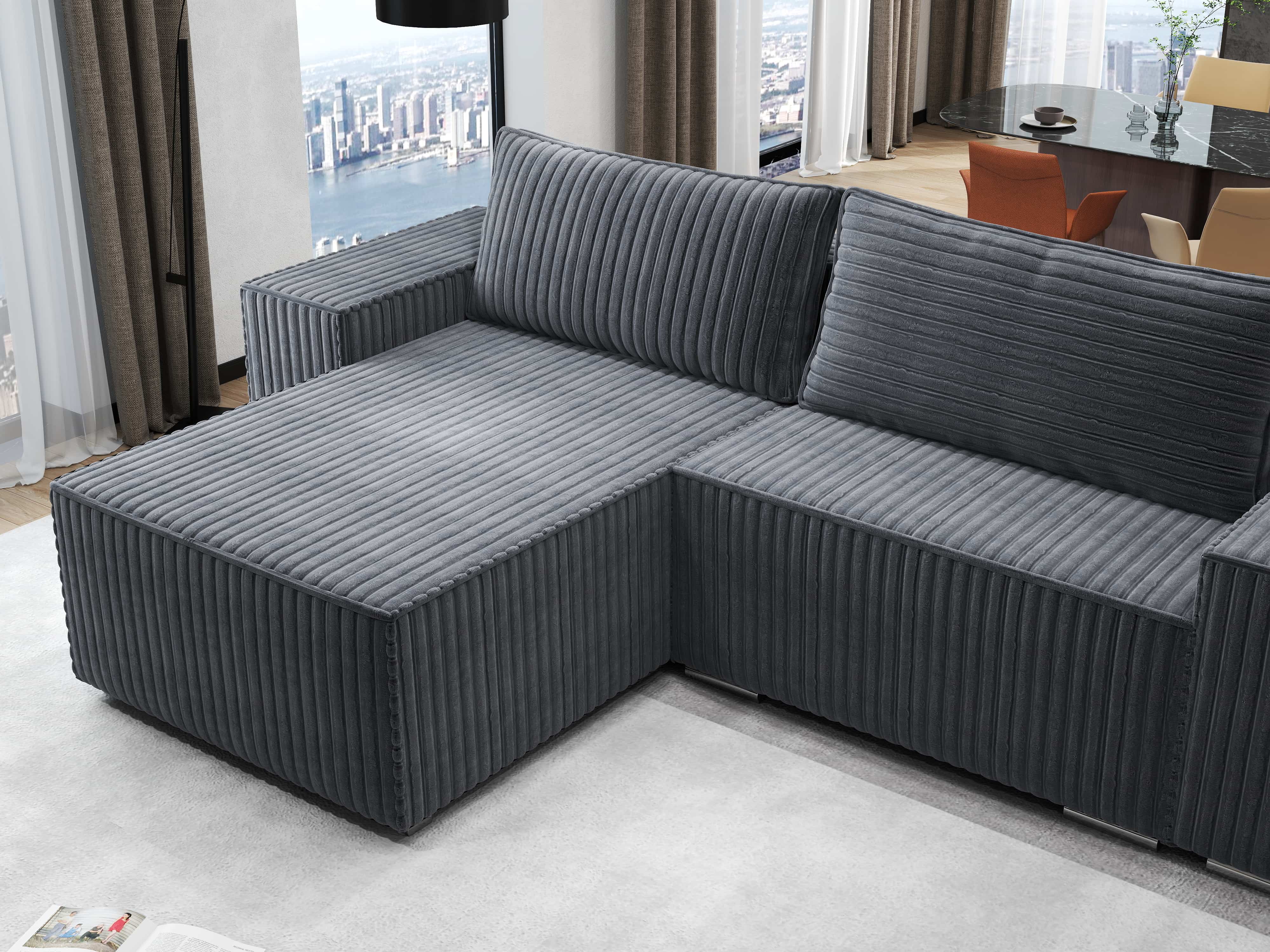 Colțar extensibil dumonde cu ladă de depozitare si sezut confortabil din spuma HR, Dream Ambience Gri 290x185 cm Fabrica