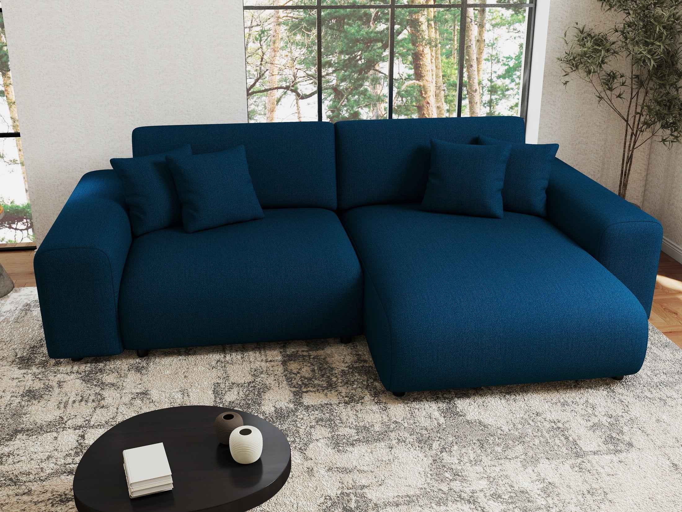 Colțar extensibil dumonde cu ladă de depozitare si sezut confortabil din spuma HR, Sarina Enjoy Verde Petrol 255x168 cm II