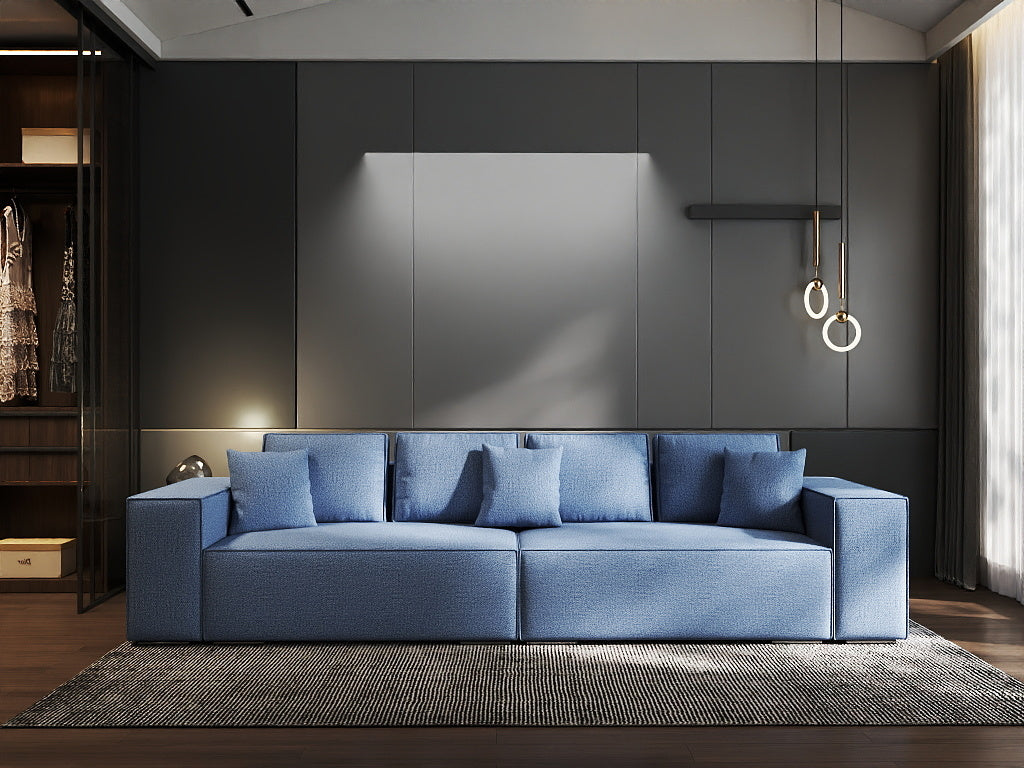 Canapea extensibilă dumonde cu ladă de depozitare si sezut confortabil din spuma HR, Dream Enjoy Blue 310x100 cm Fabrica