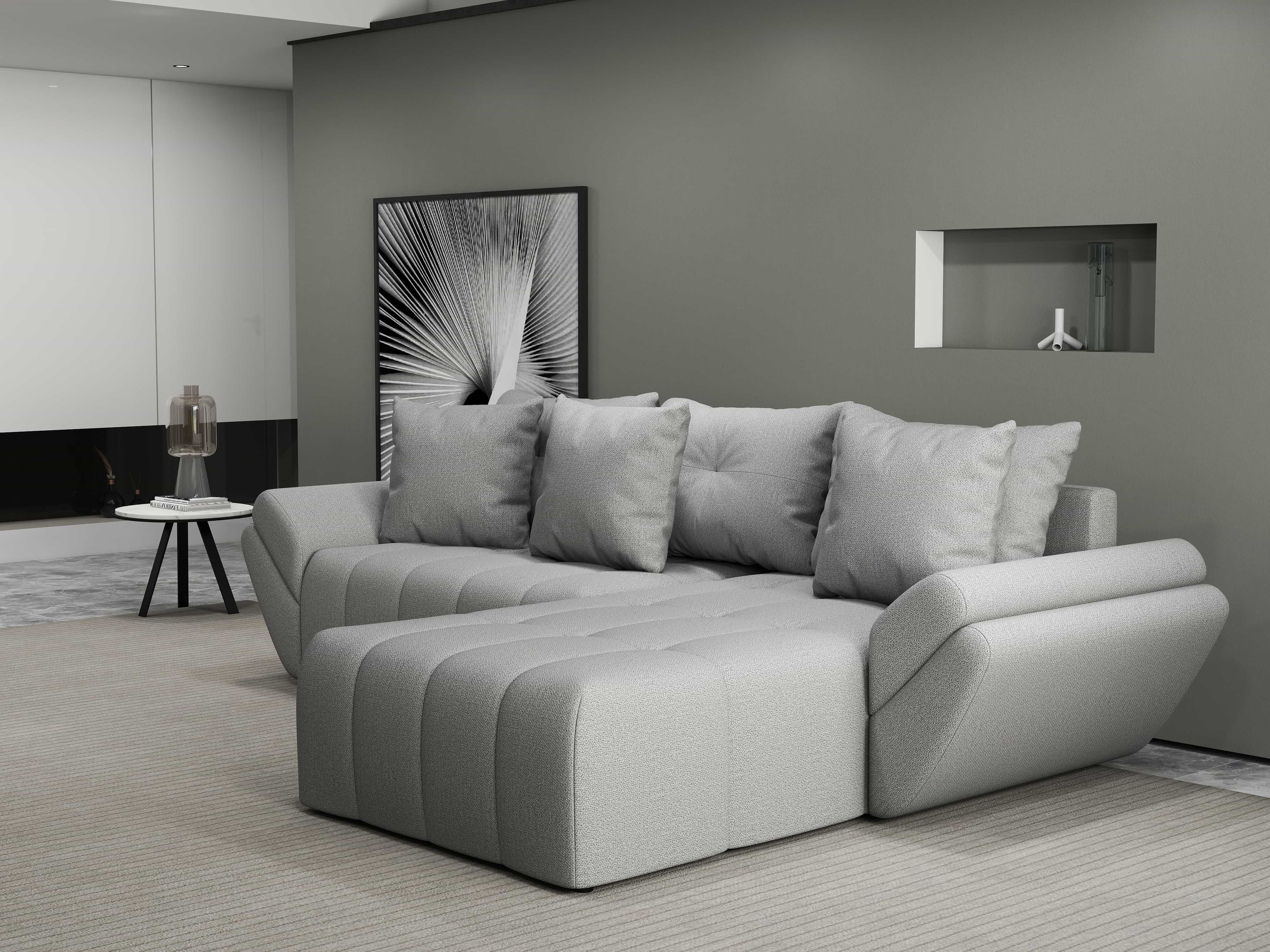 Colțar extensibil dumonde cu ladă de depozitare si sezut confortabil din spuma HR, Berlin Enjoy Gri 280x185 cm II Fabrica