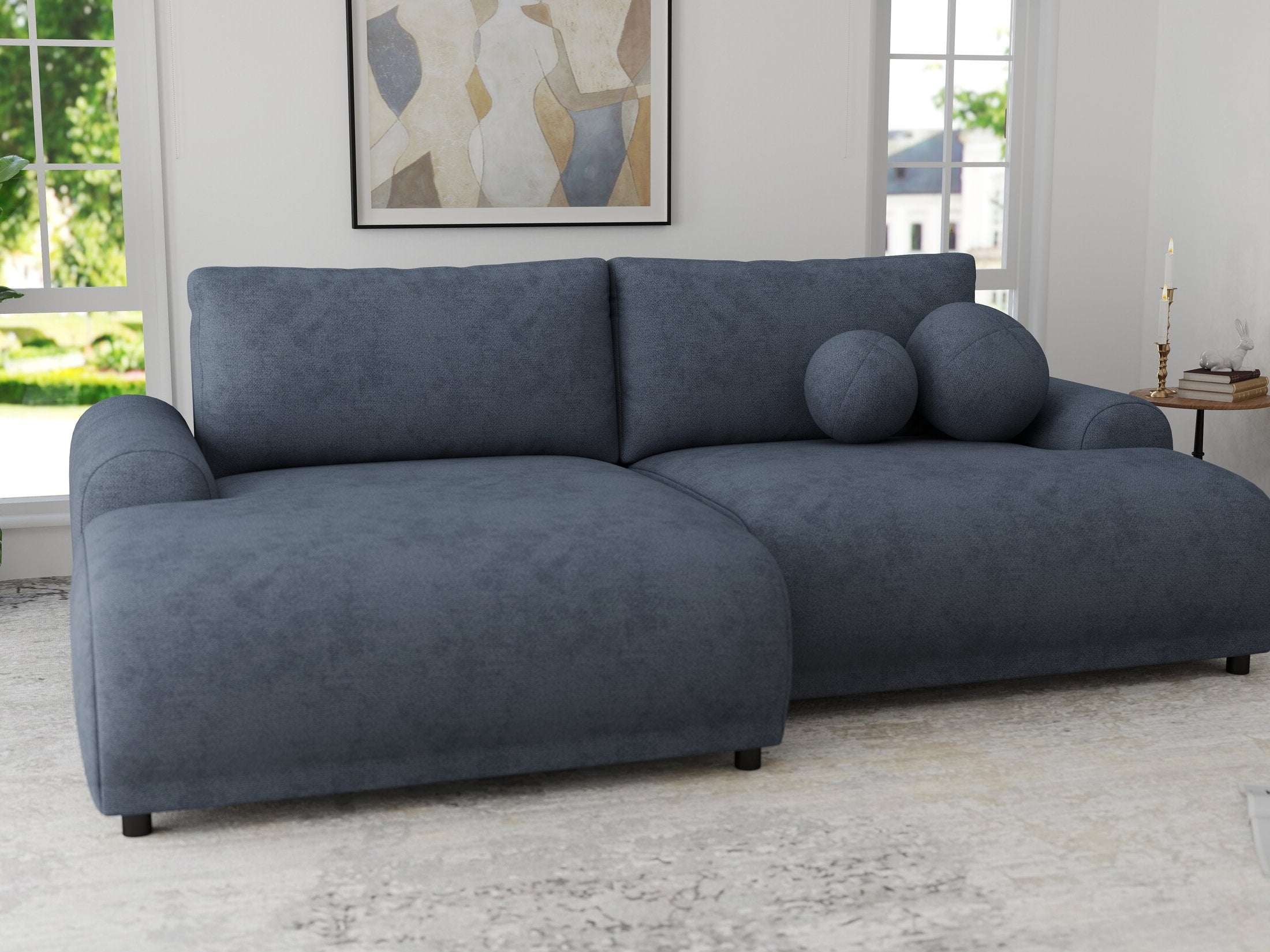 Colțar extensibil dumonde cu ladă de depozitare și șezut confortabil din spumă HR, Carlo Enjoy Antracit 240x145 cm