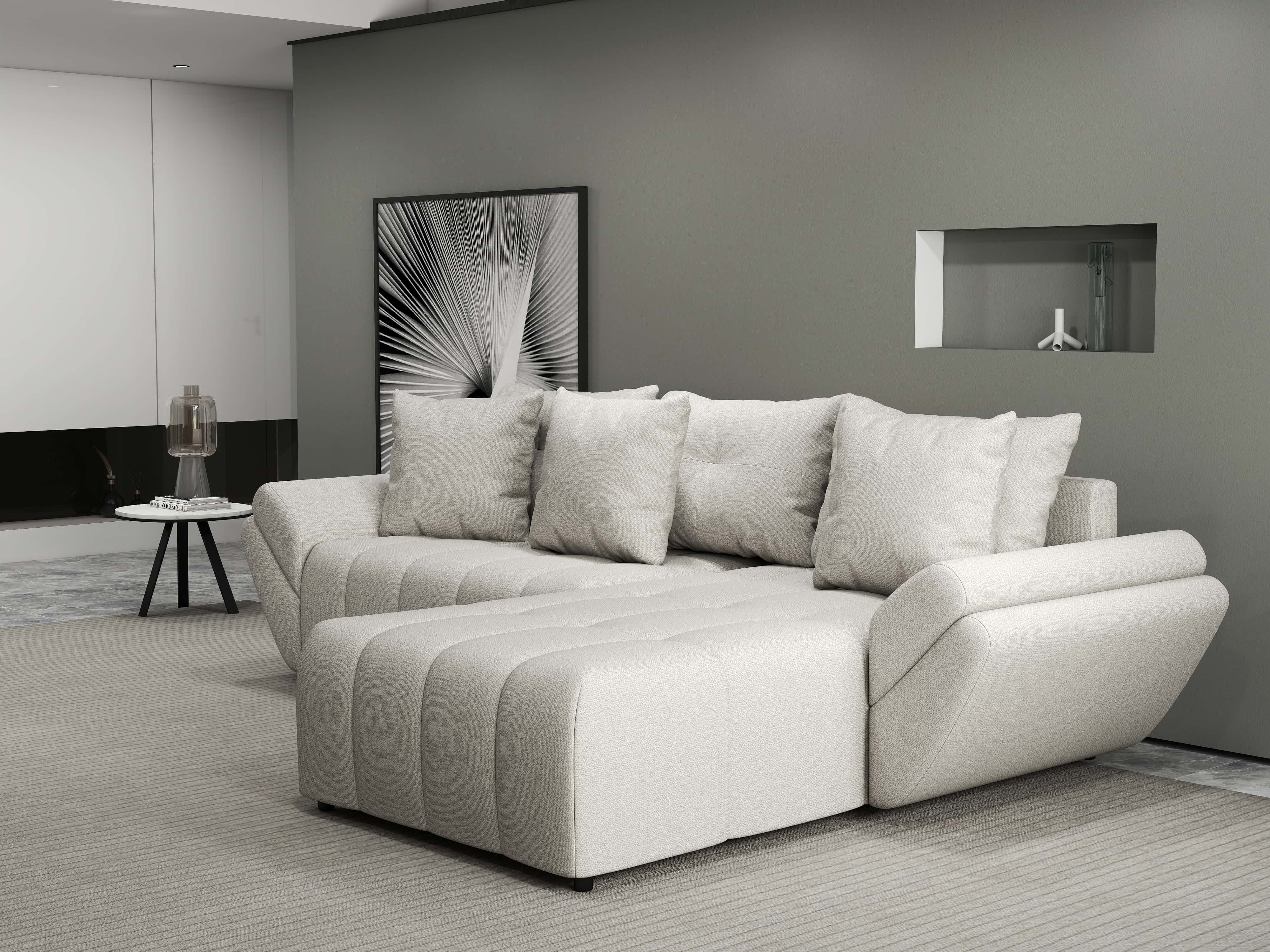 Colțar extensibil dumonde cu ladă de depozitare si sezut confortabil din spuma HR, Berlin Enjoy Bej 280x185 cm II Fabrica