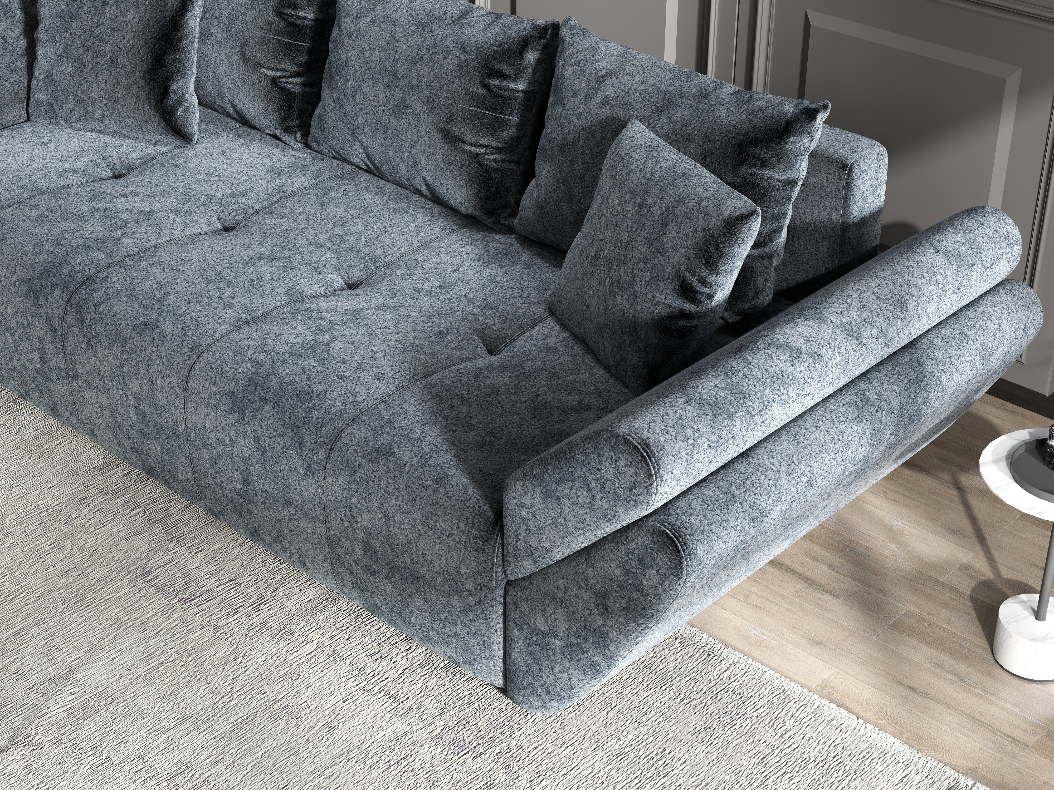 Canapea extensibilă dumonde cu ladă de depozitare si sezut confortabil din spuma HR, Berlin Euphoria Grafit 250x100 cm Fabrica