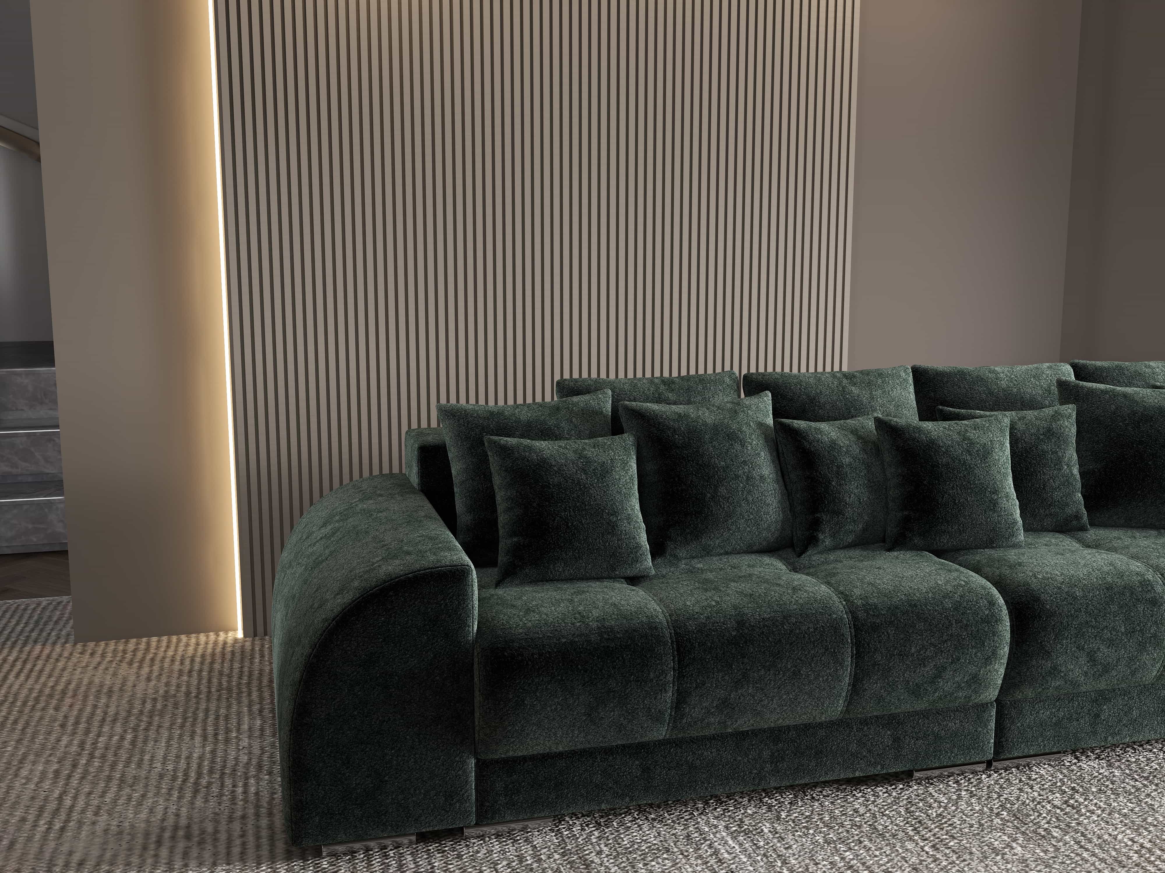 Canapea extensibilă dumonde cu 2 lăzi de depozitare si sezut confortabil din spuma HR, Verona Euphoria Green 310x100 cm Fabrica