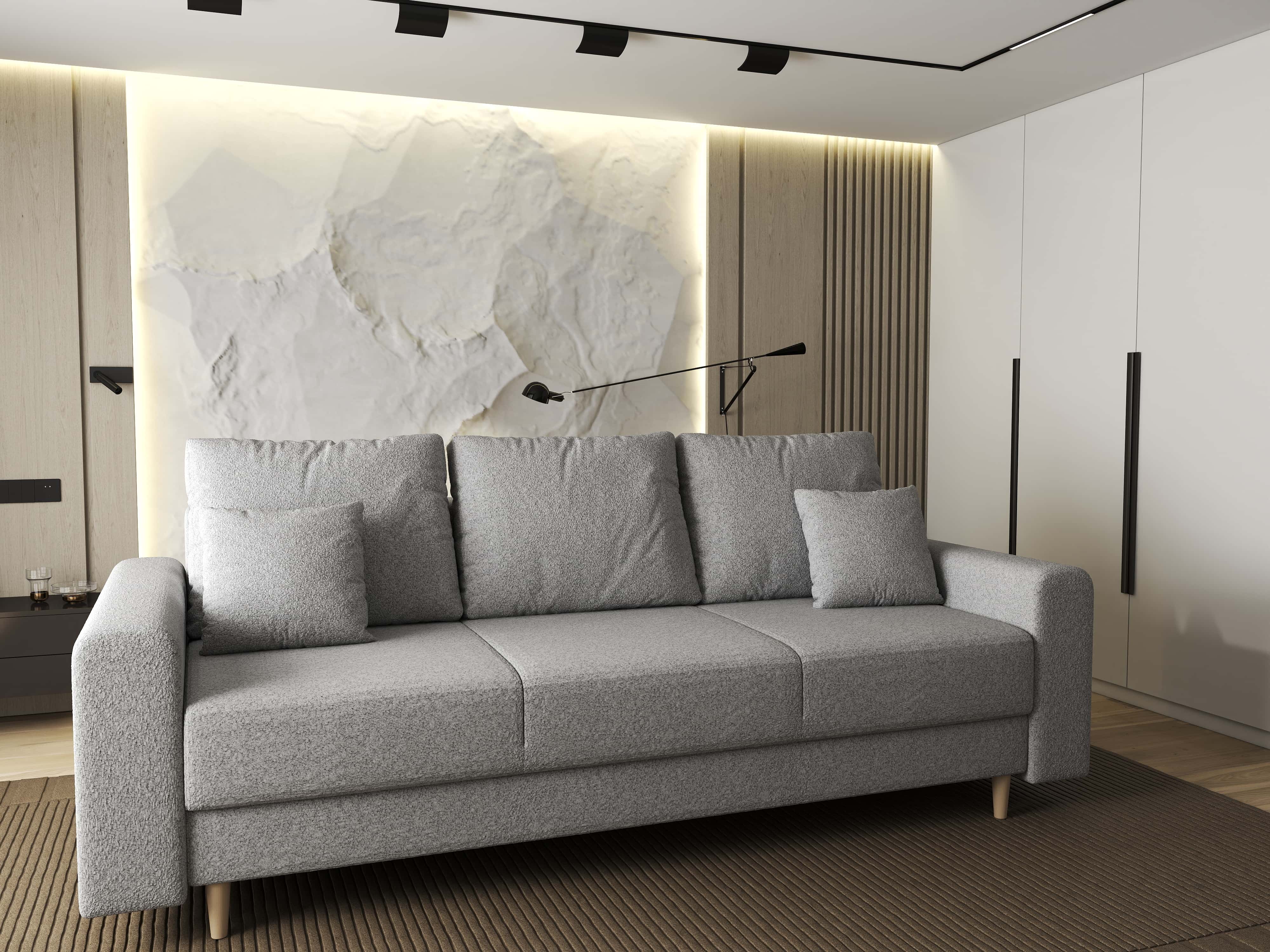 Canapea extensibilă dumonde cu ladă de depozitare si sezut confortabil din spuma HR, Kronos Euphoria Dove 210x100 cm fabrica