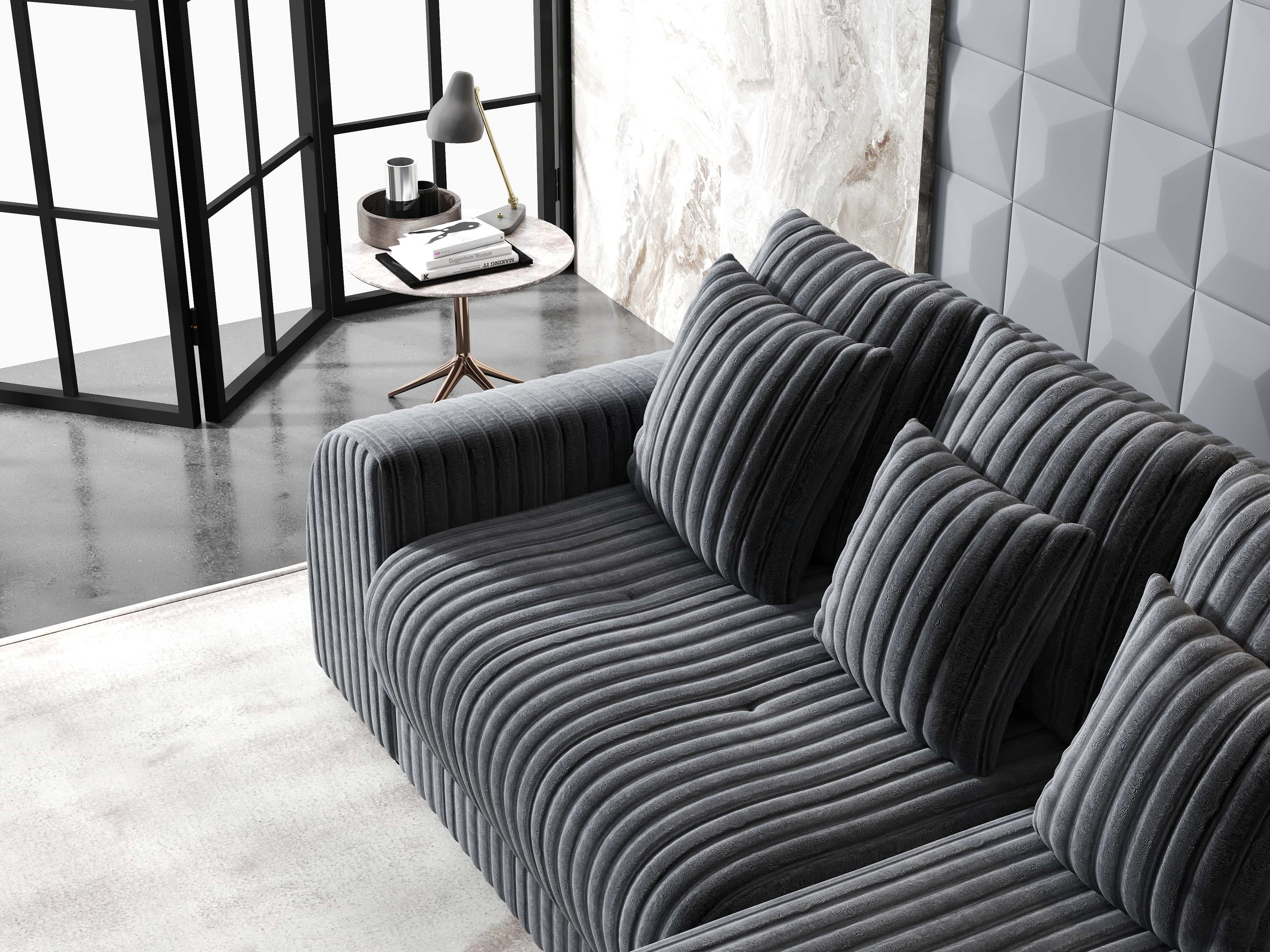 Colțar extensibil dumonde cu ladă de depozitare si sezut confortabil din spuma HR, Verona Ambience Gri II 290x185 cm Fabrica