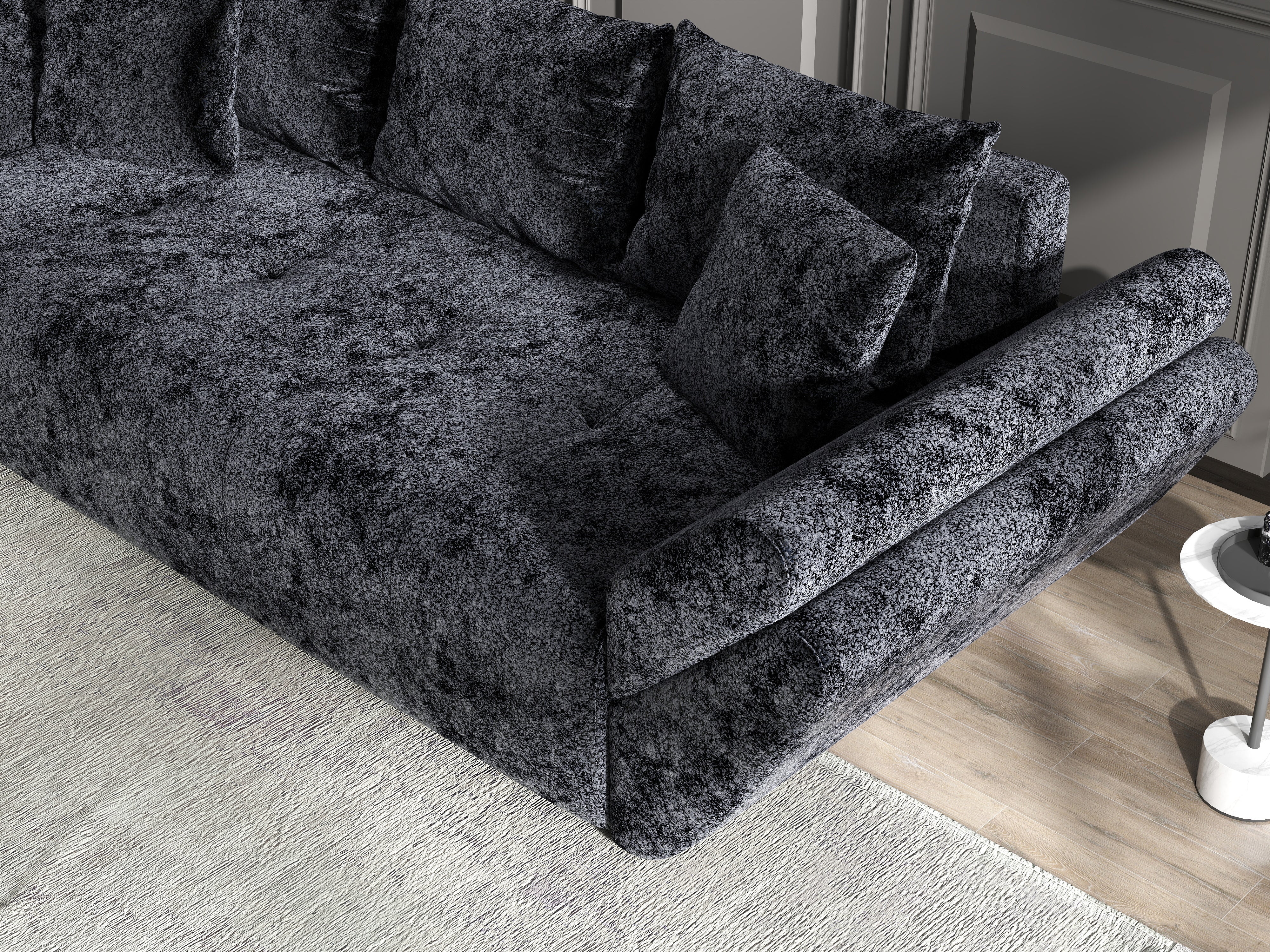Canapea extensibilă dumonde cu ladă de depozitare si sezut confortabil din spuma HR, Berlin Euphoria Black 250x100 cm Fabrica