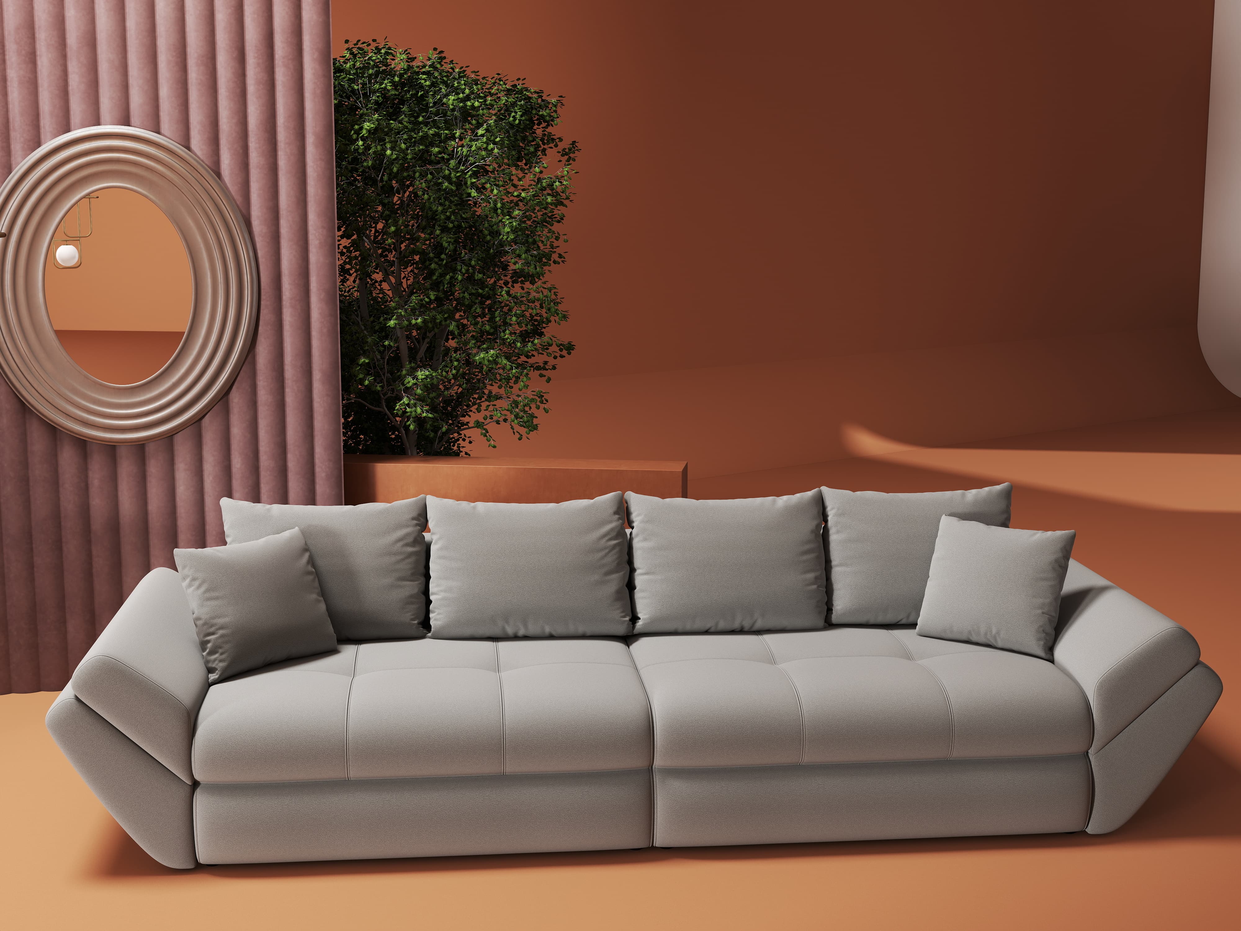 Canapea extensibilă dumonde cu ladă de depozitare si sezut confortabil din spuma HR, Loana Royal Gri 300x100 cm Fabrica