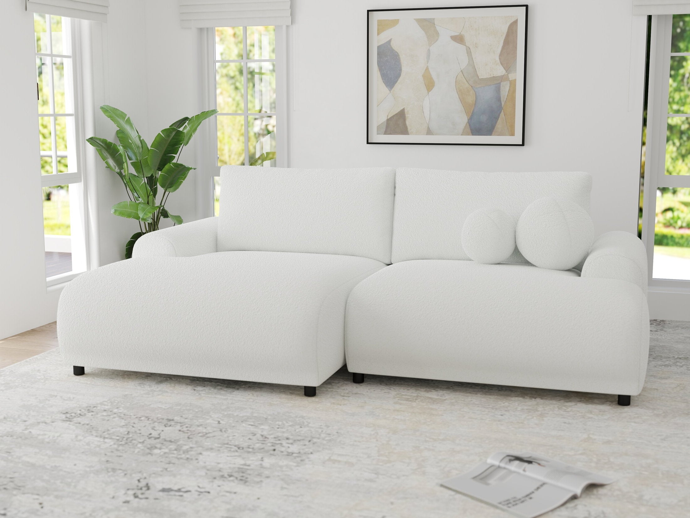 Colțar extensibil dumonde cu ladă de depozitare și șezut confortabil din spumă HR, Carlo Euphoria Alb 240x145 cm