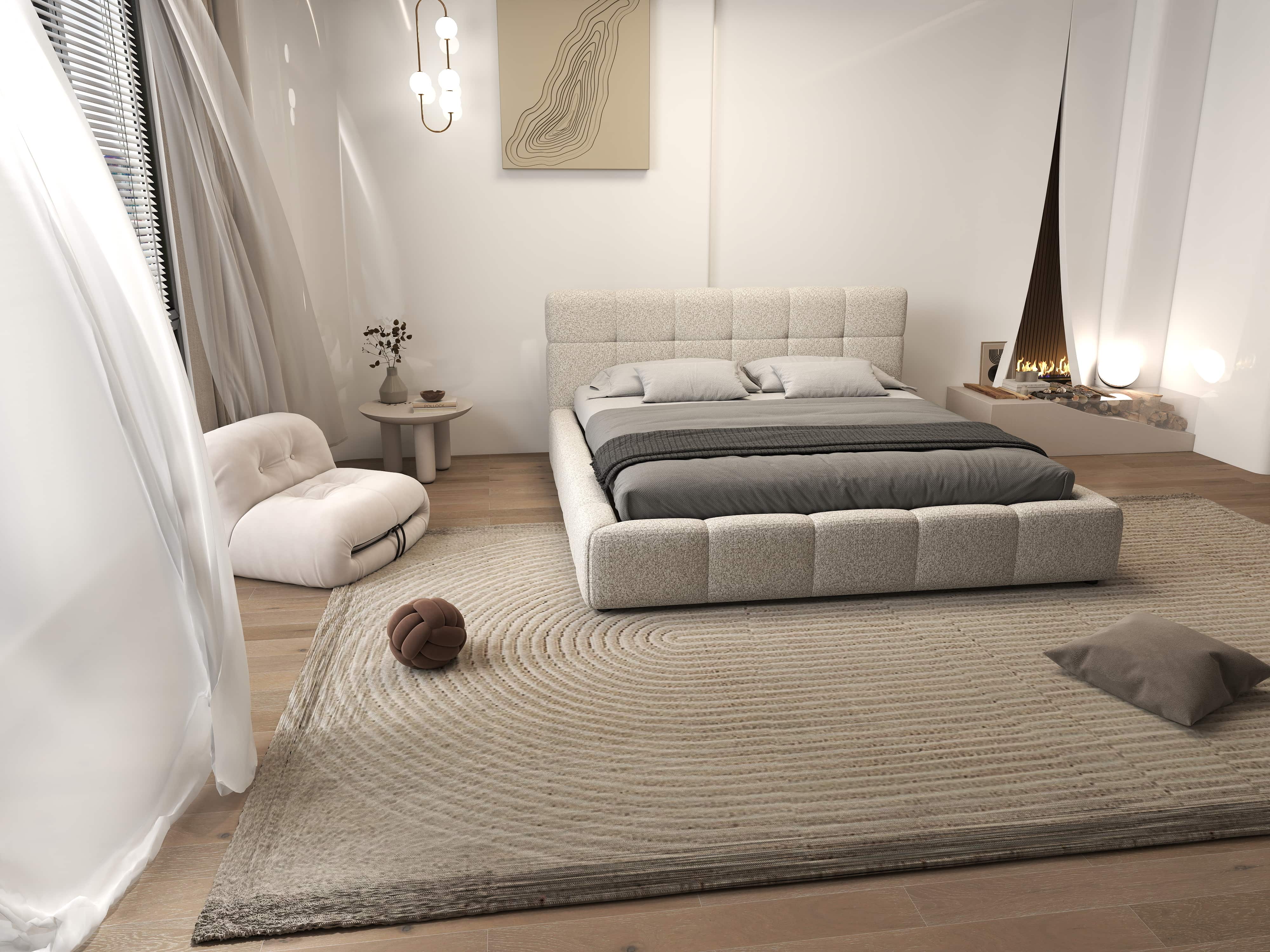 Pat dormitor dumonde, tapitat gri, Lorenzo 180x200 cm, somiera rabatabila inclusa, spatiu depozitare WLS