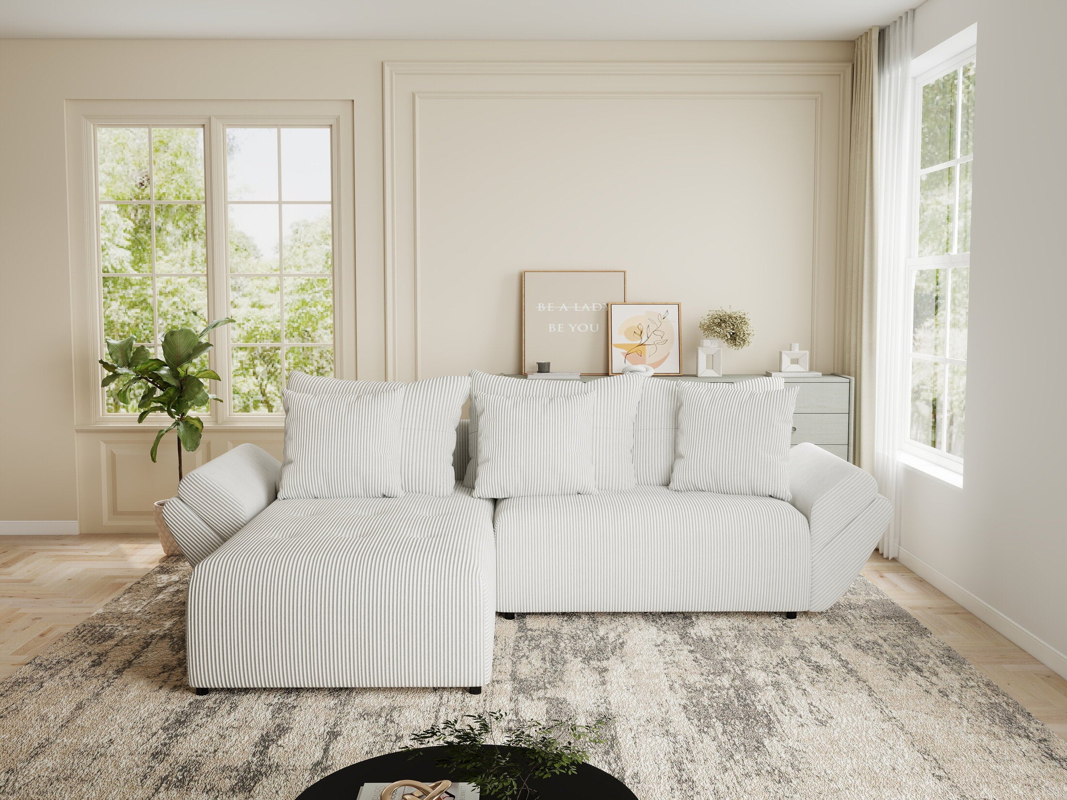 Colțar extensibil dumonde cu ladă de depozitare si sezut confortabil din spuma HR, Berlin Zoom Gri 280x185 cm