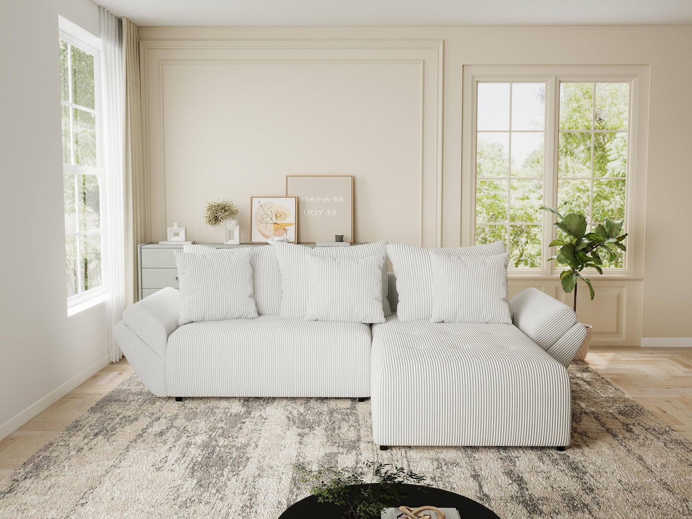 Colțar extensibil dumonde cu ladă de depozitare si sezut confortabil din spuma HR, Berlin Zoom Gri 280x185 cm II