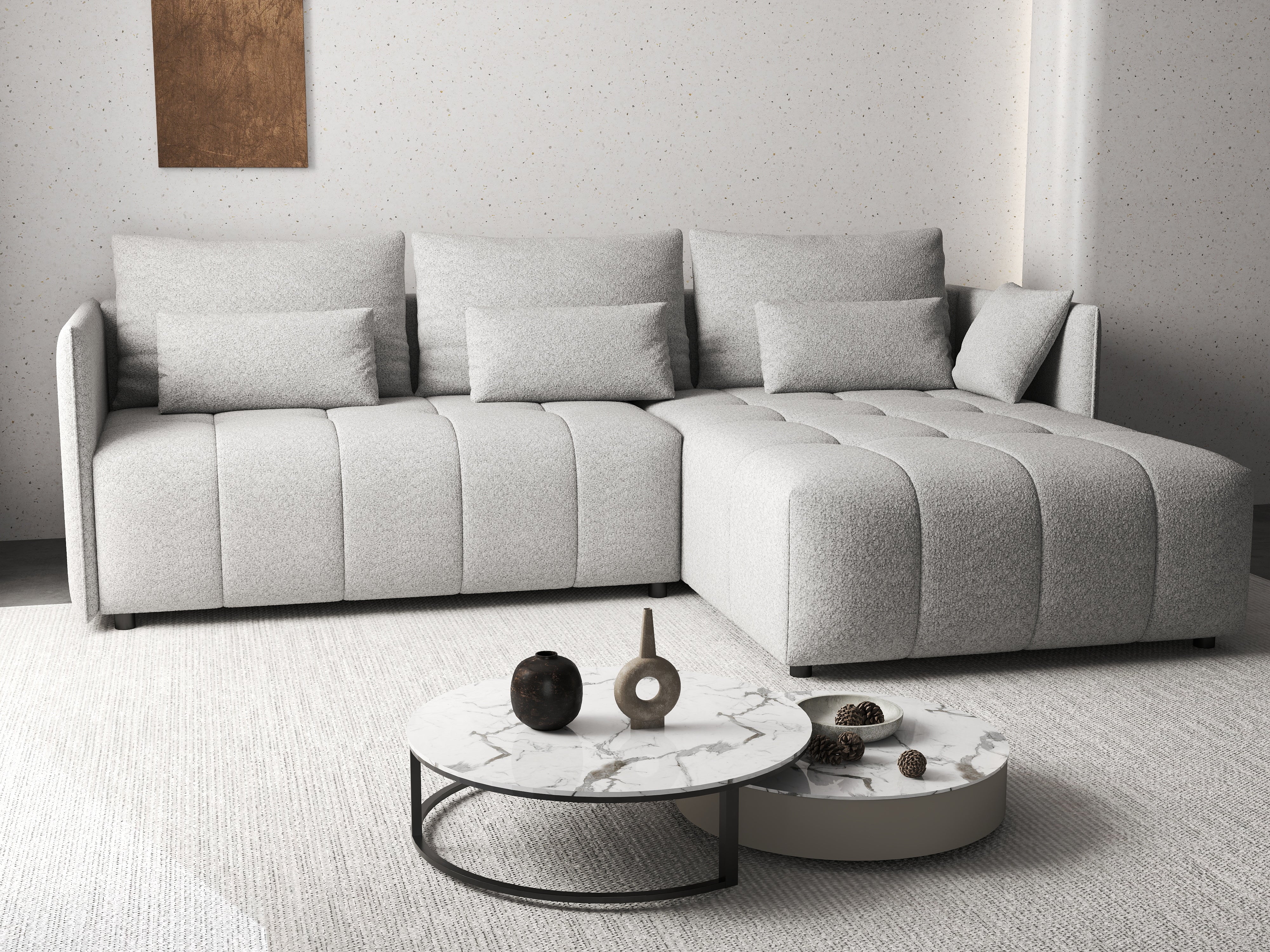 Colțar extensibil dumonde cu ladă de depozitare si sezut confortabil din spuma HR, Malta Euphoria Dove 235x185 cm Fabrica