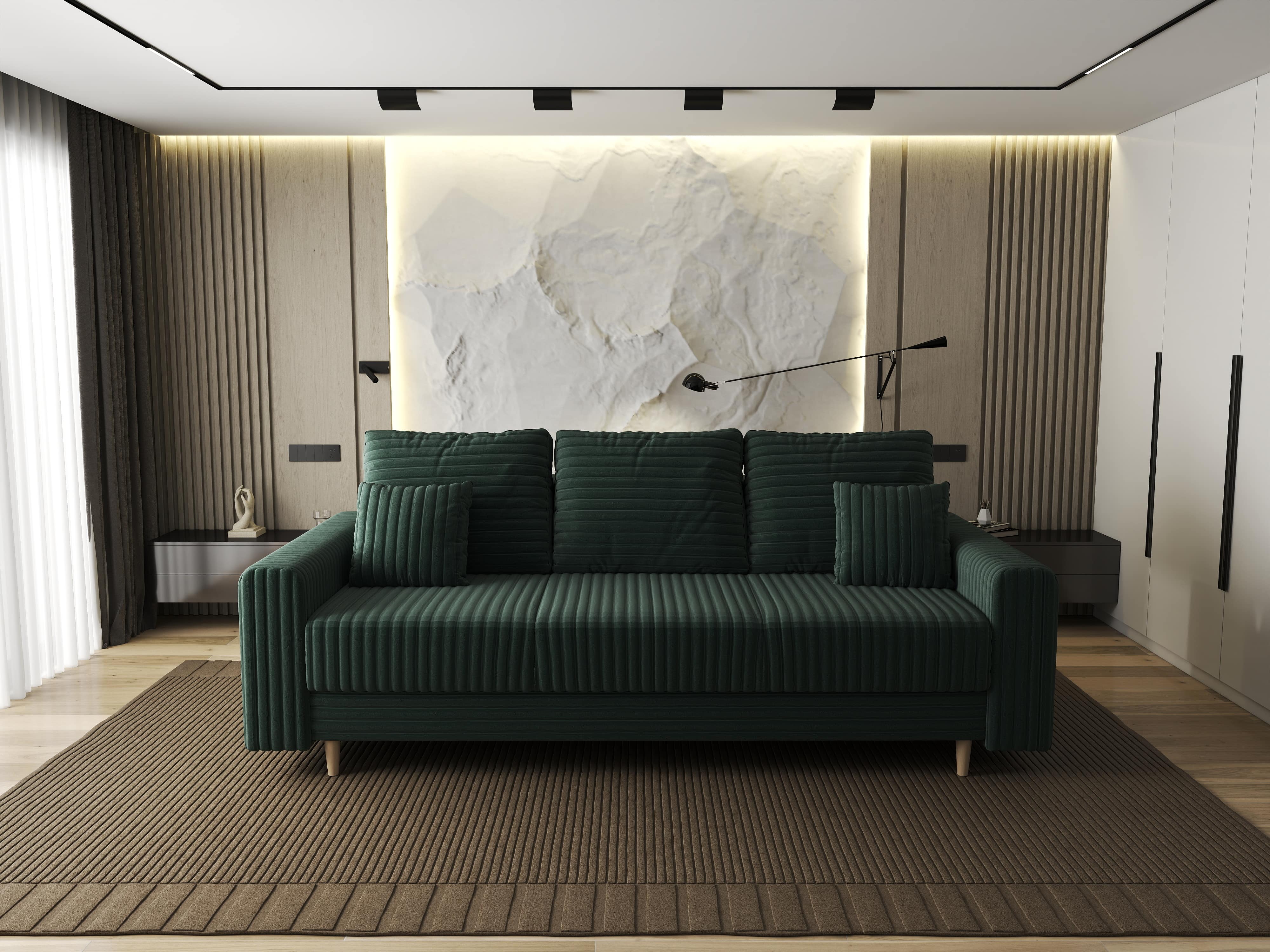 Canapea extensibilă dumonde cu ladă de depozitare si sezut confortabil din spuma HR, Kronos Ambience Verde 210x100 cm fabrica