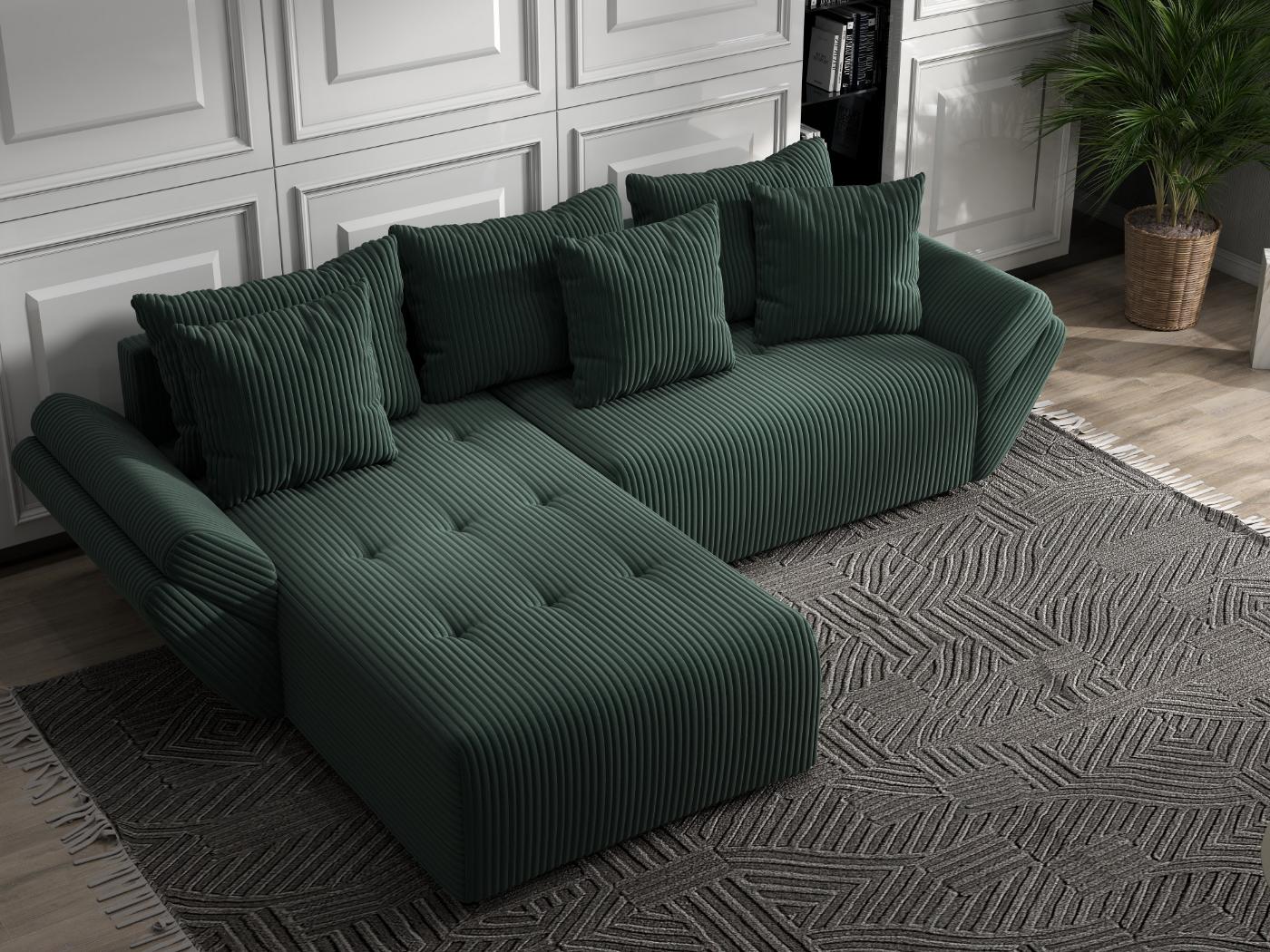 Colțar extensibil dumonde cu ladă de depozitare si sezut confortabil din spuma HR, Berlin Ambience Verde 280x185 cm Fabrica