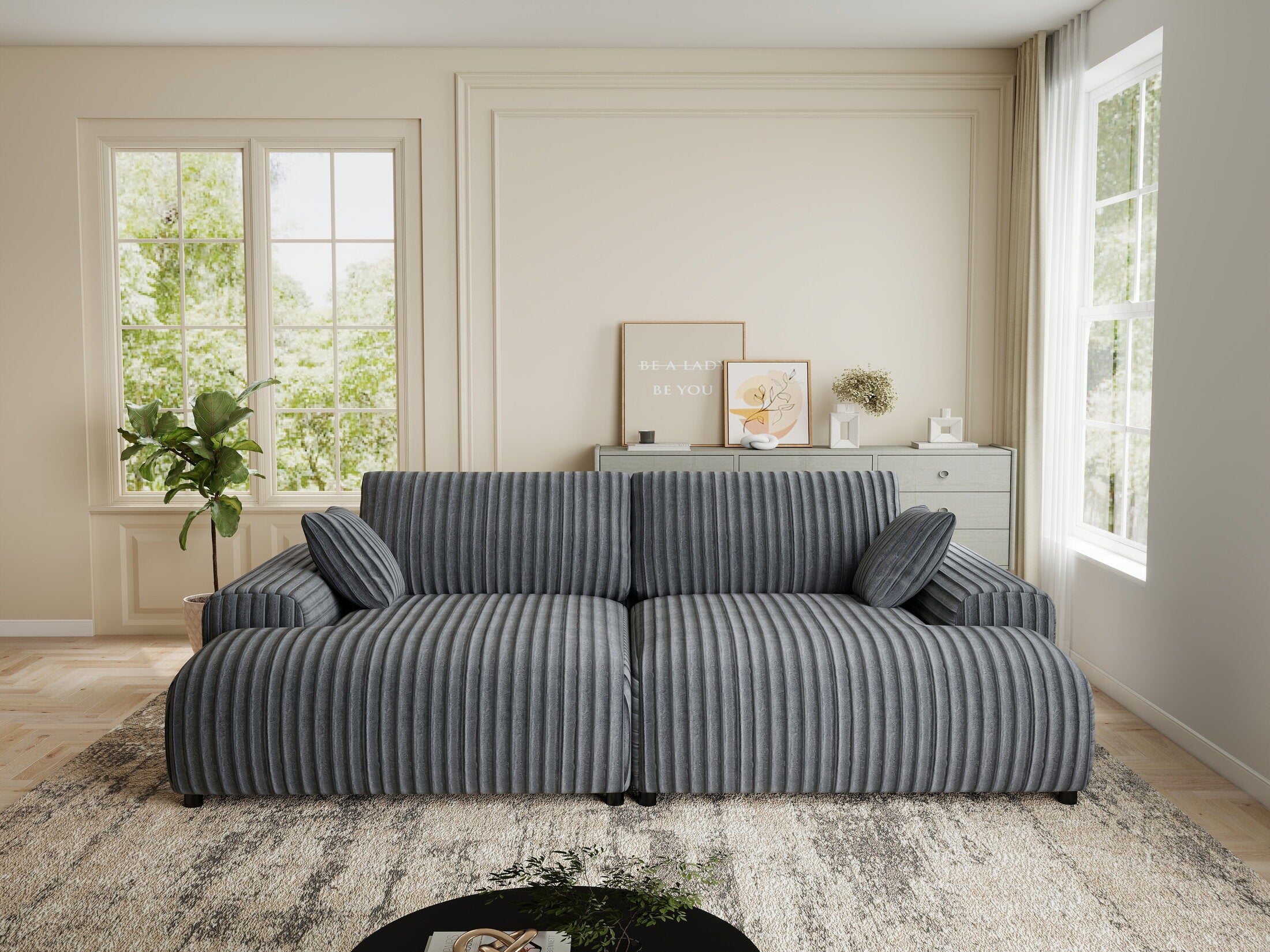 Canapea dumonde cu sezut confortabil din spuma HR, Hudson Ambience Gri 237x144 cm