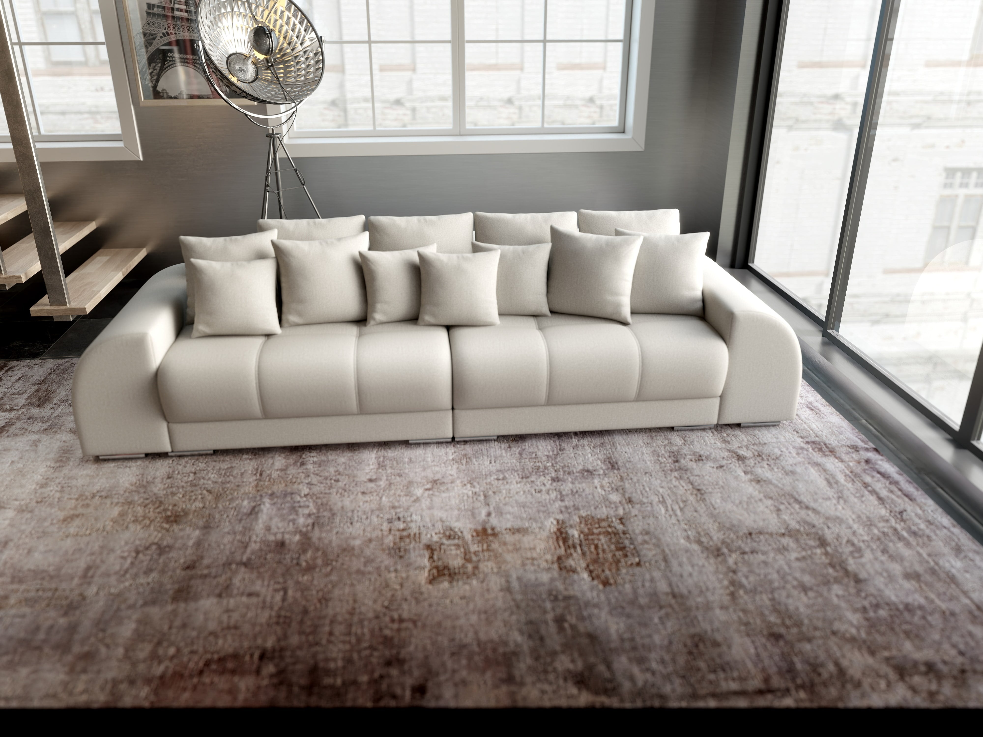 Canapea extensibilă dumonde cu 2 lăzi de depozitare si sezut confortabil din spuma HR, Verona Enjoy Beige 310x100 cm Fabrica