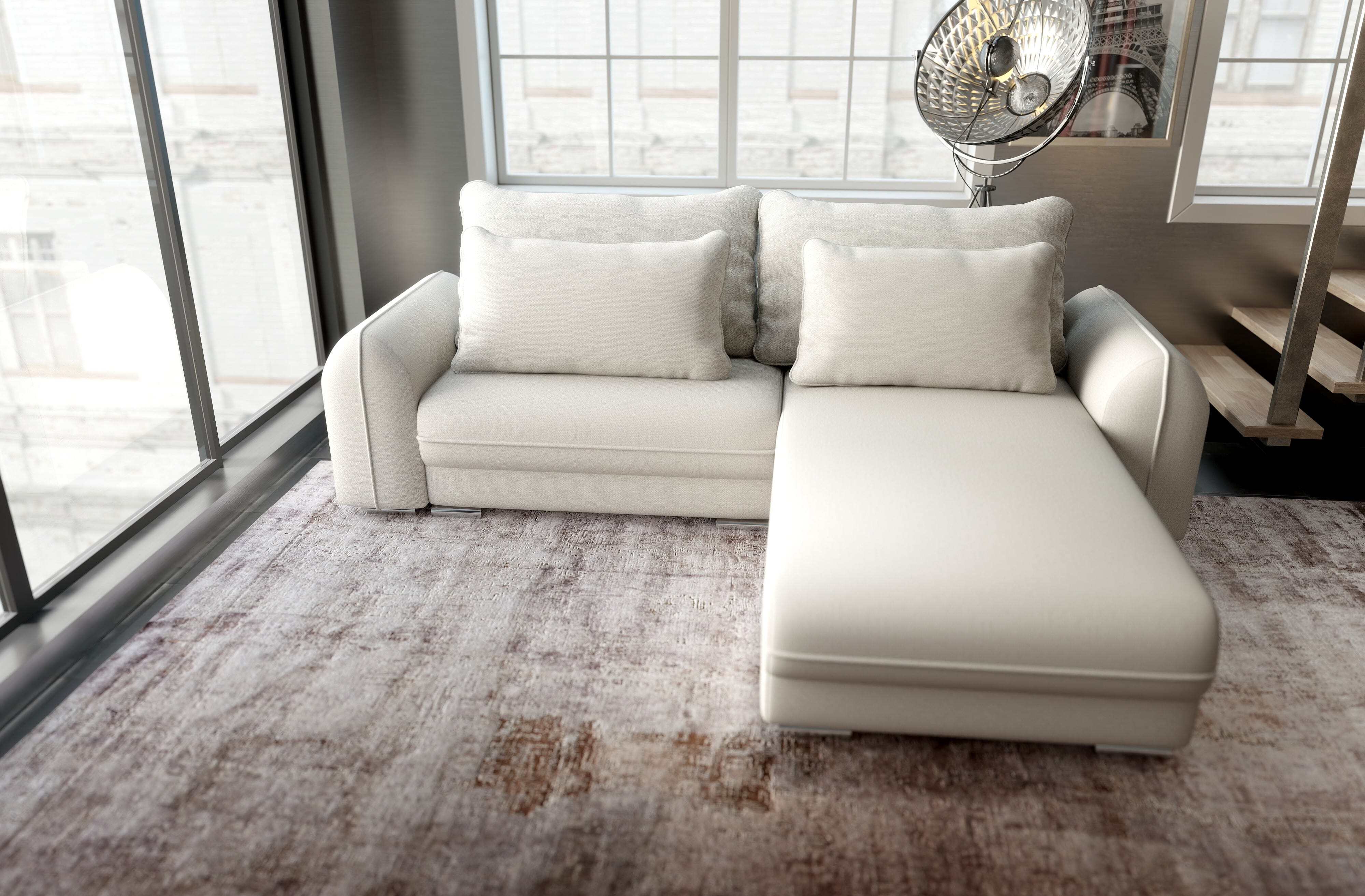 Colțar extensibil dumonde cu ladă de depozitare si sezut confortabil din spuma HR, Denver Enjoy Bej 275x185 cm II Fabrica