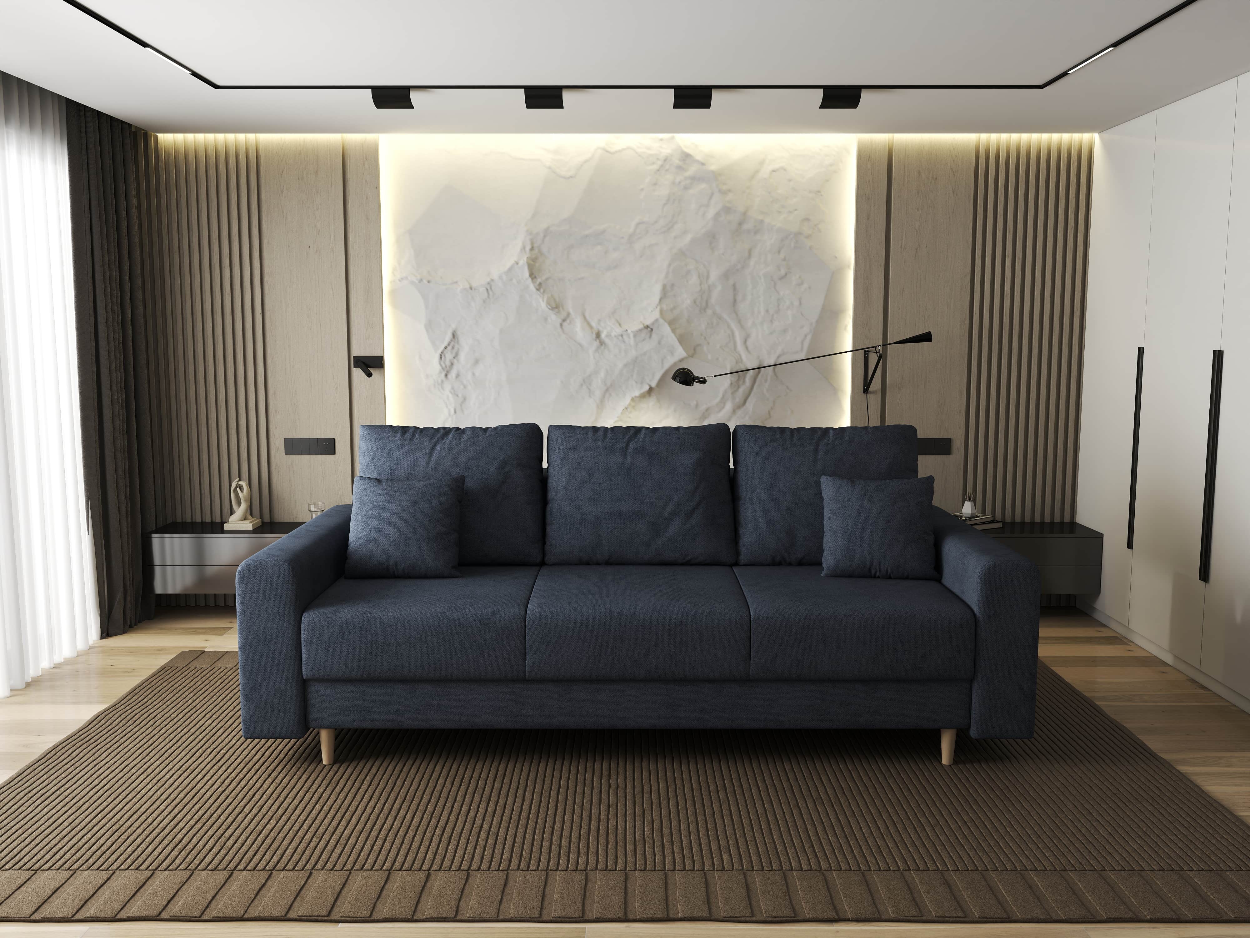 Canapea extensibilă dumonde cu ladă de depozitare si sezut confortabil din spuma HR, Kronos Enjoy Antracit 210x100 cm fabrica