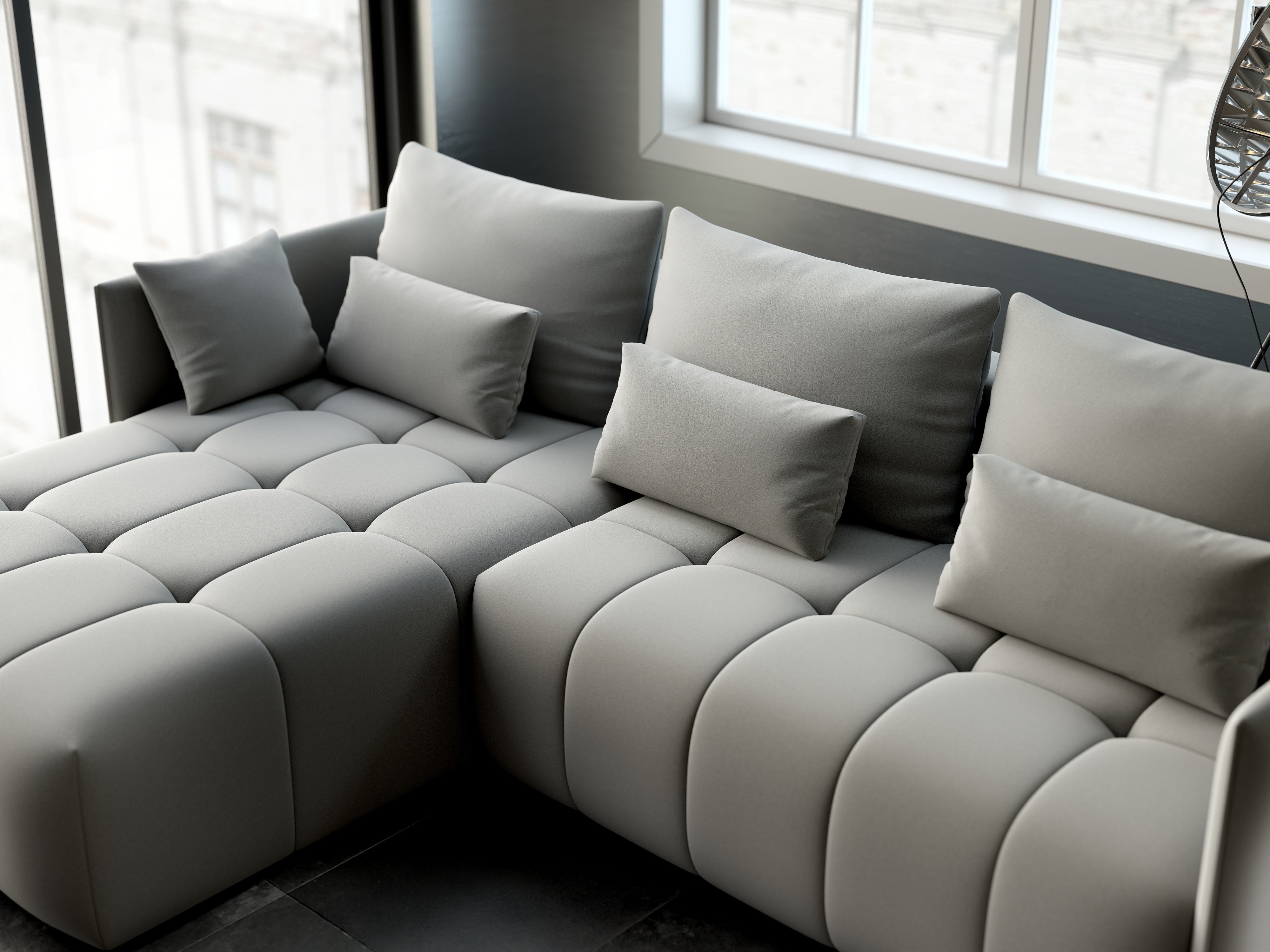 Colțar extensibil dumonde cu ladă de depozitare si sezut confortabil din spuma HR, Malta Royal Grey 235x185 cm Fabrica