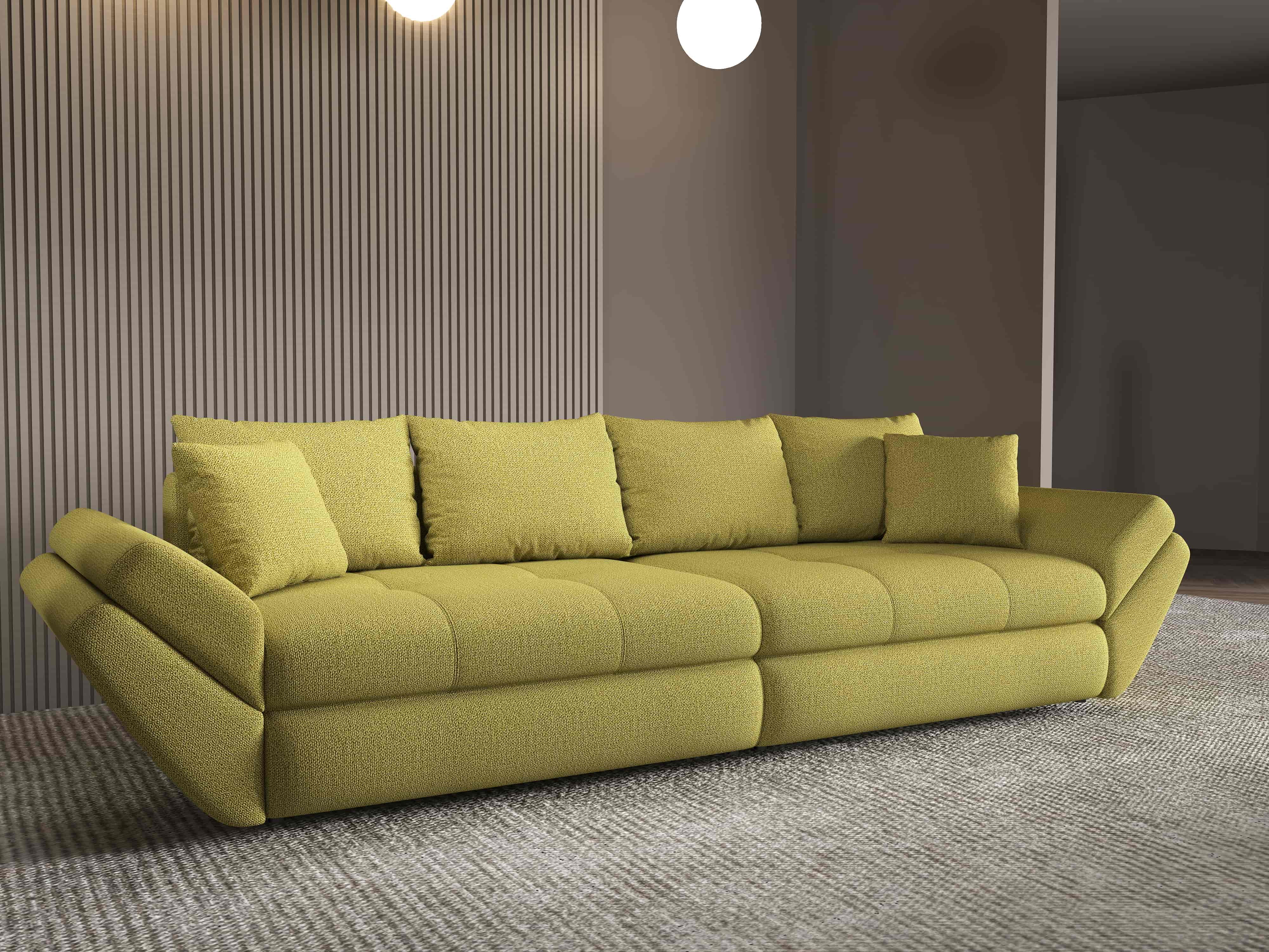 Canapea extensibilă dumonde cu ladă de depozitare si sezut confortabil din spuma HR, Loana Enjoy Verde 300x100 cm Fabrica