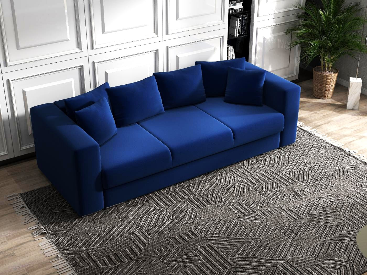 Canapea extensibilă dumonde cu ladă de depozitare si sezut confortabil din spuma HR, Gloria Royal Blue 240x100 cm Fabrica