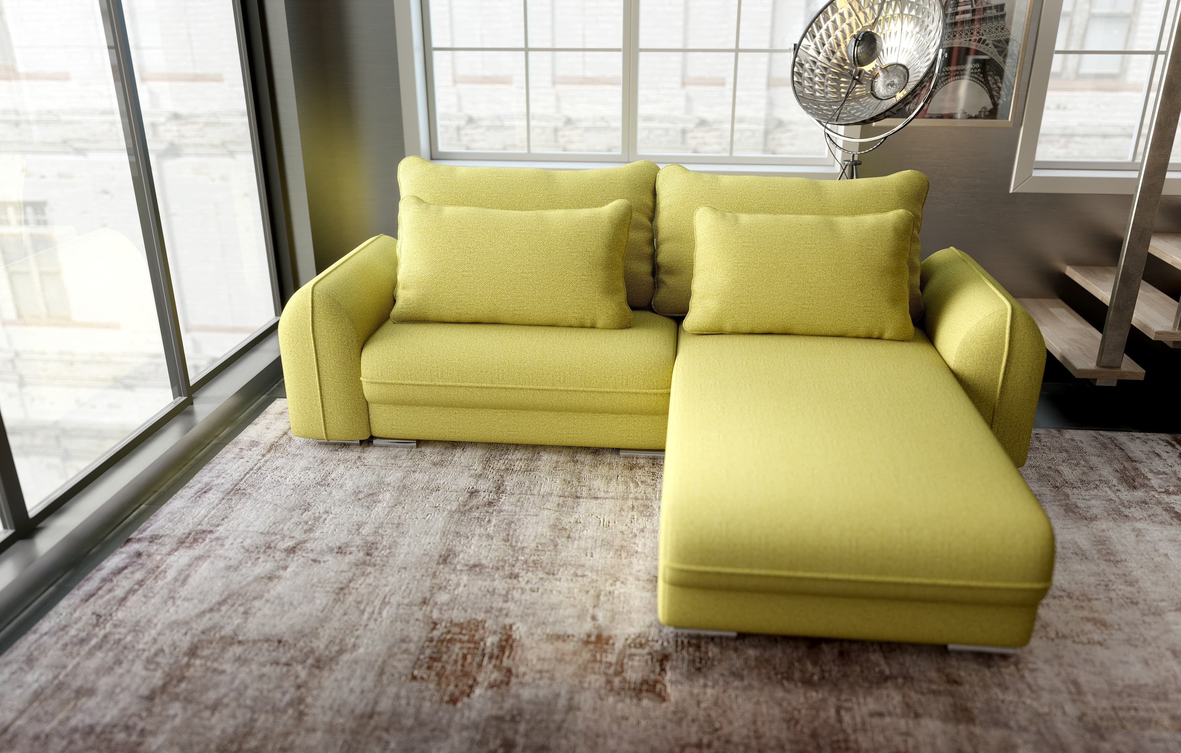 Colțar extensibil dumonde cu ladă de depozitare si sezut confortabil din spuma HR, Denver Enjoy Verde 275x185 cm II Fabrica