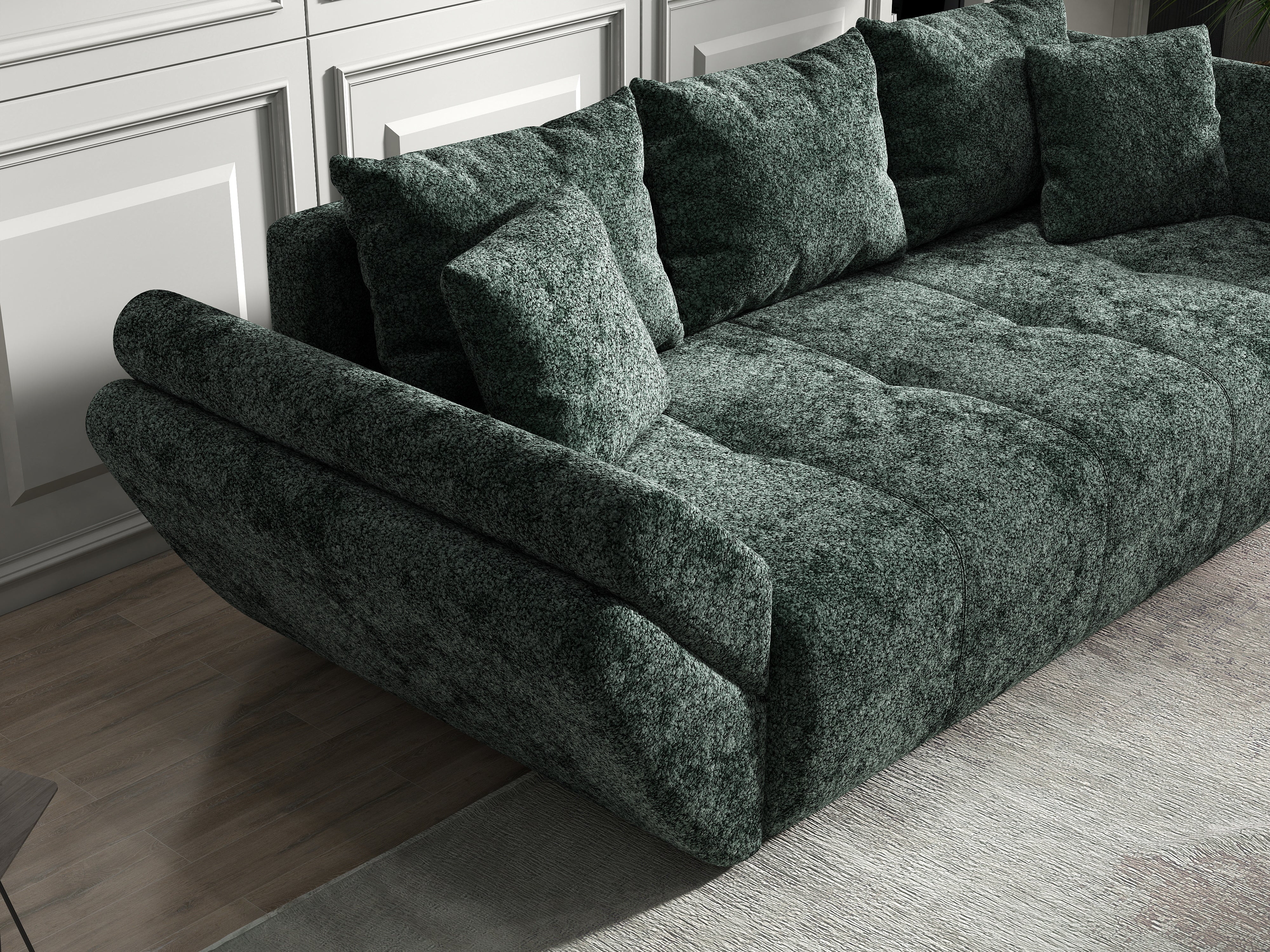 Canapea extensibilă dumonde cu ladă de depozitare si sezut confortabil din spuma HR, Berlin Euphoria Green 250x100 cm Fabrica