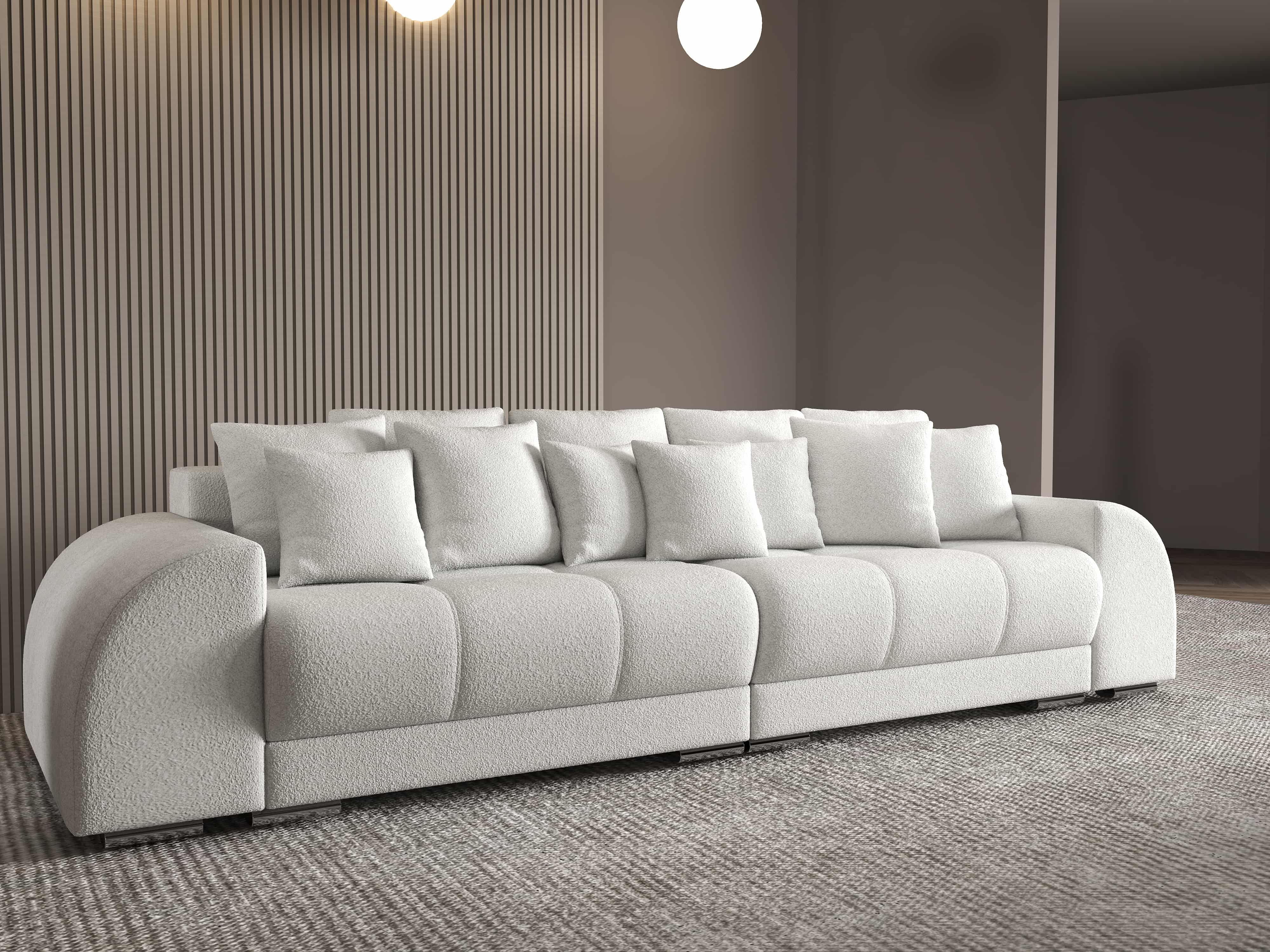 Canapea extensibilă dumonde cu 2 lăzi de depozitare si sezut confortabil din spuma HR, Verona Euphoria Ivory 310x100 cm Fabrica