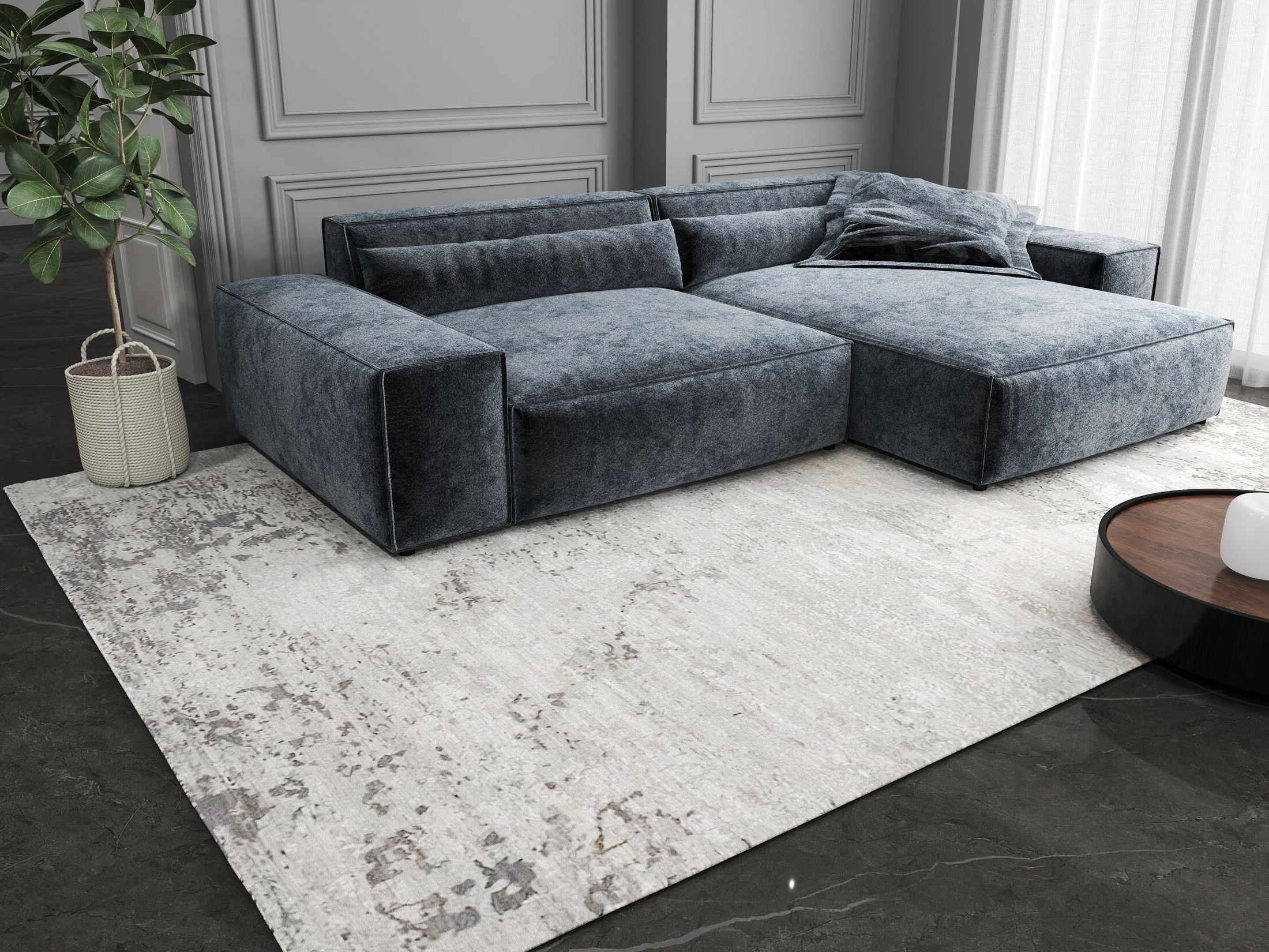 Colțar dumonde cu șezut confortabil din spumă HR, Marvelo Euphoria Gri Grafit 264x175 cm II