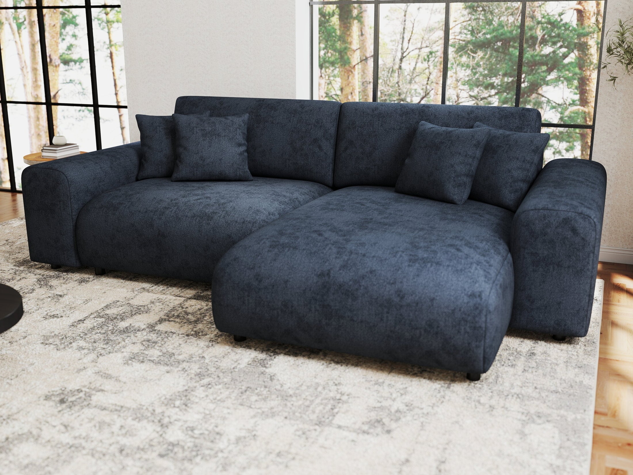 Colțar extensibil dumonde cu ladă de depozitare si sezut confortabil din spuma HR, Sarina Enjoy Antracit 255x168 cm II