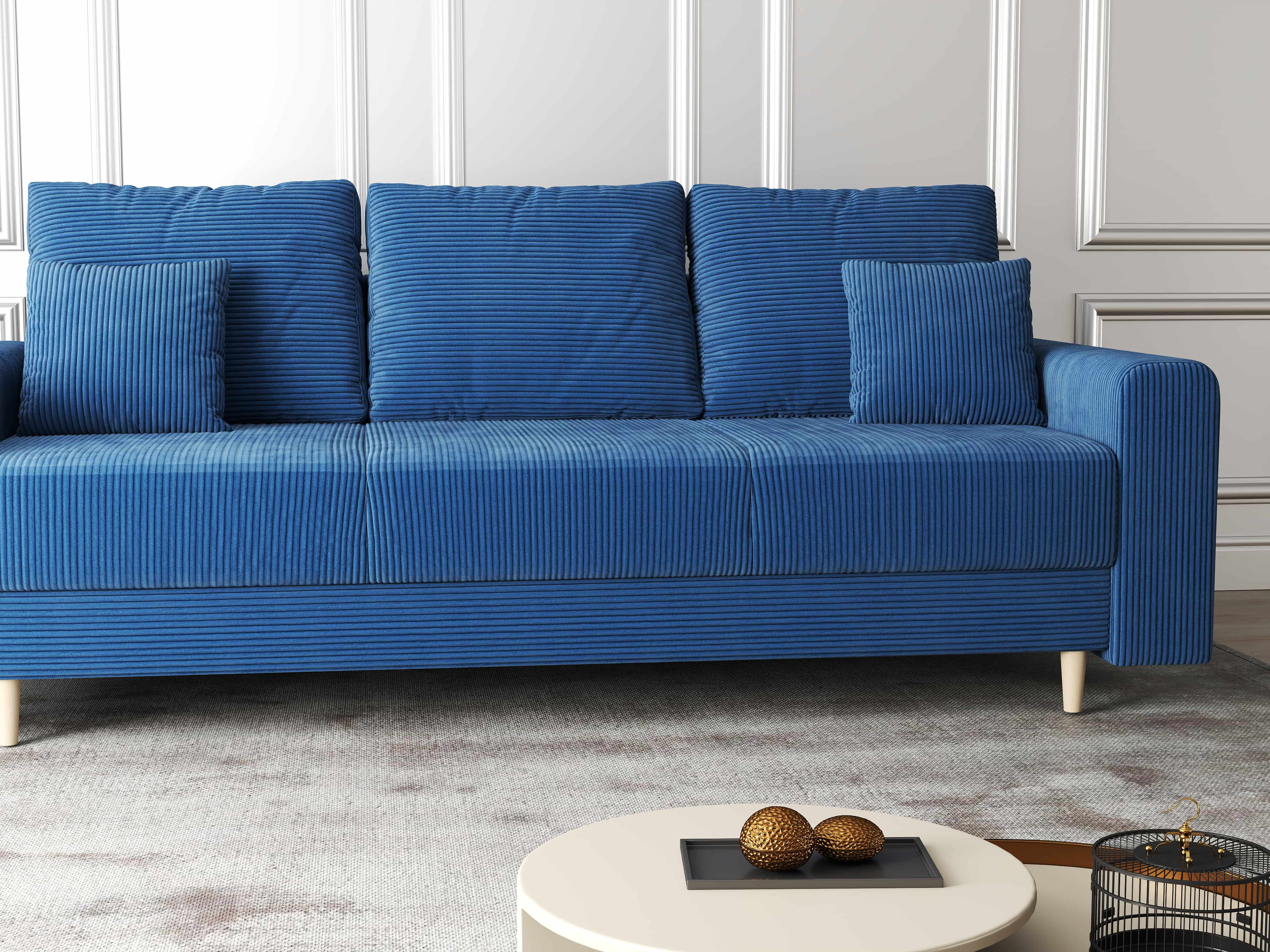 Canapea extensibilă dumonde cu ladă de depozitare si sezut confortabil din spuma HR, Kronos Zoom Albastru 210x100 cm fabrica