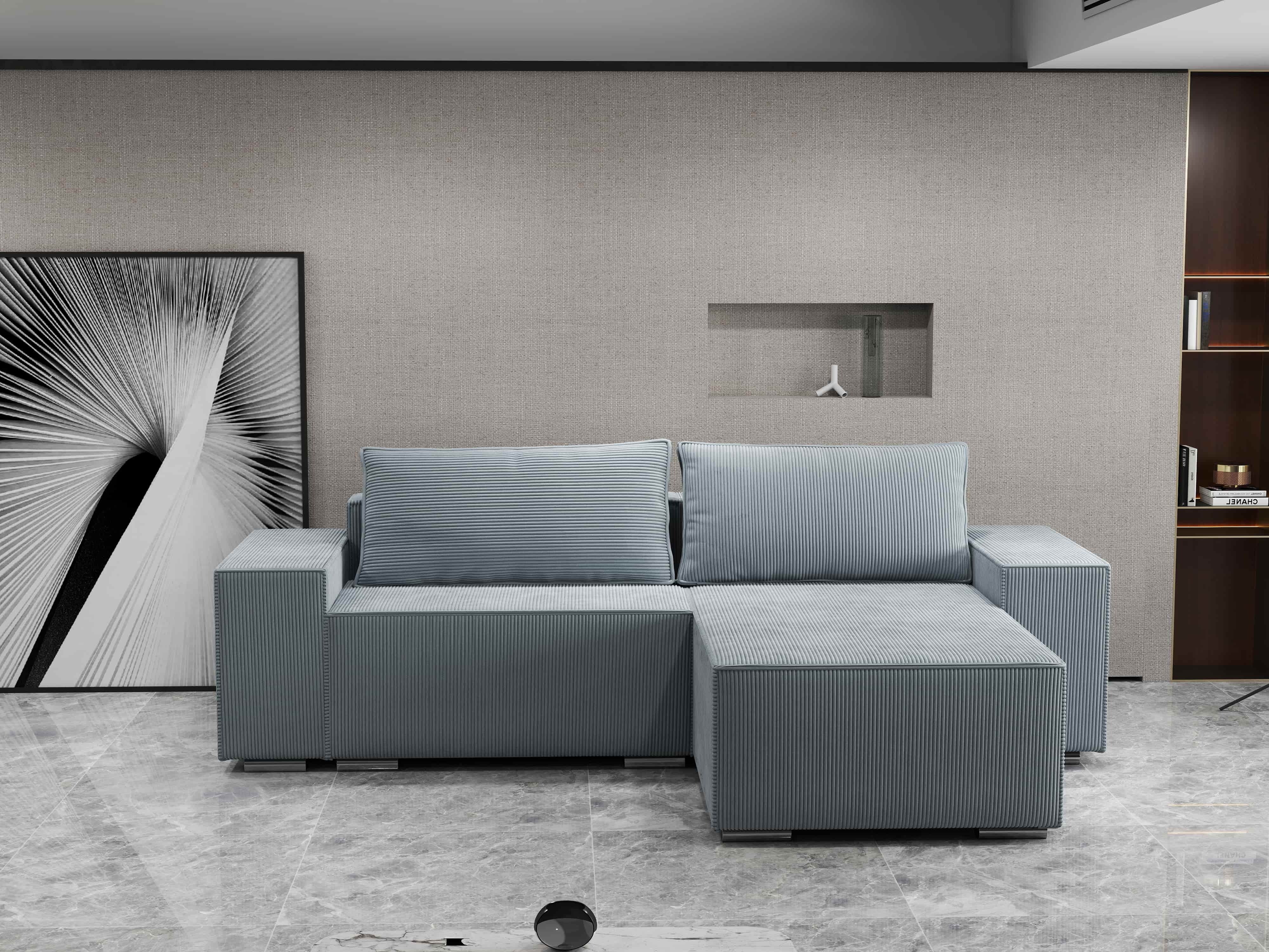 Colțar extensibil dumonde cu ladă de depozitare si sezut confortabil din spuma HR, Dream Zoom Grey 290x185 cm II Fabrica