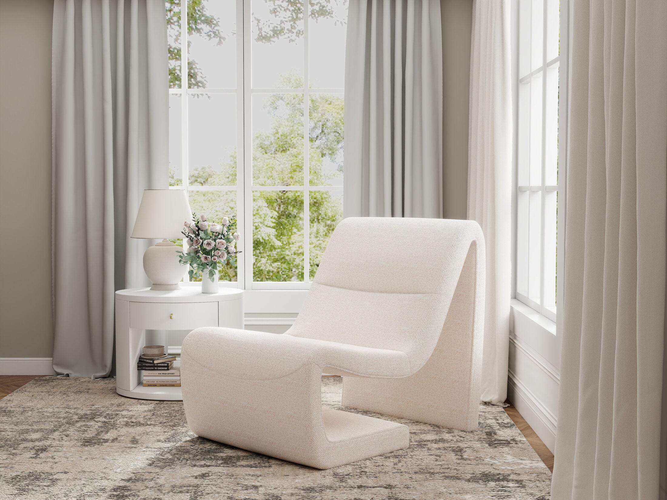 Fotoliu dumonde tapitat Bej modern Noctis 65x92cm