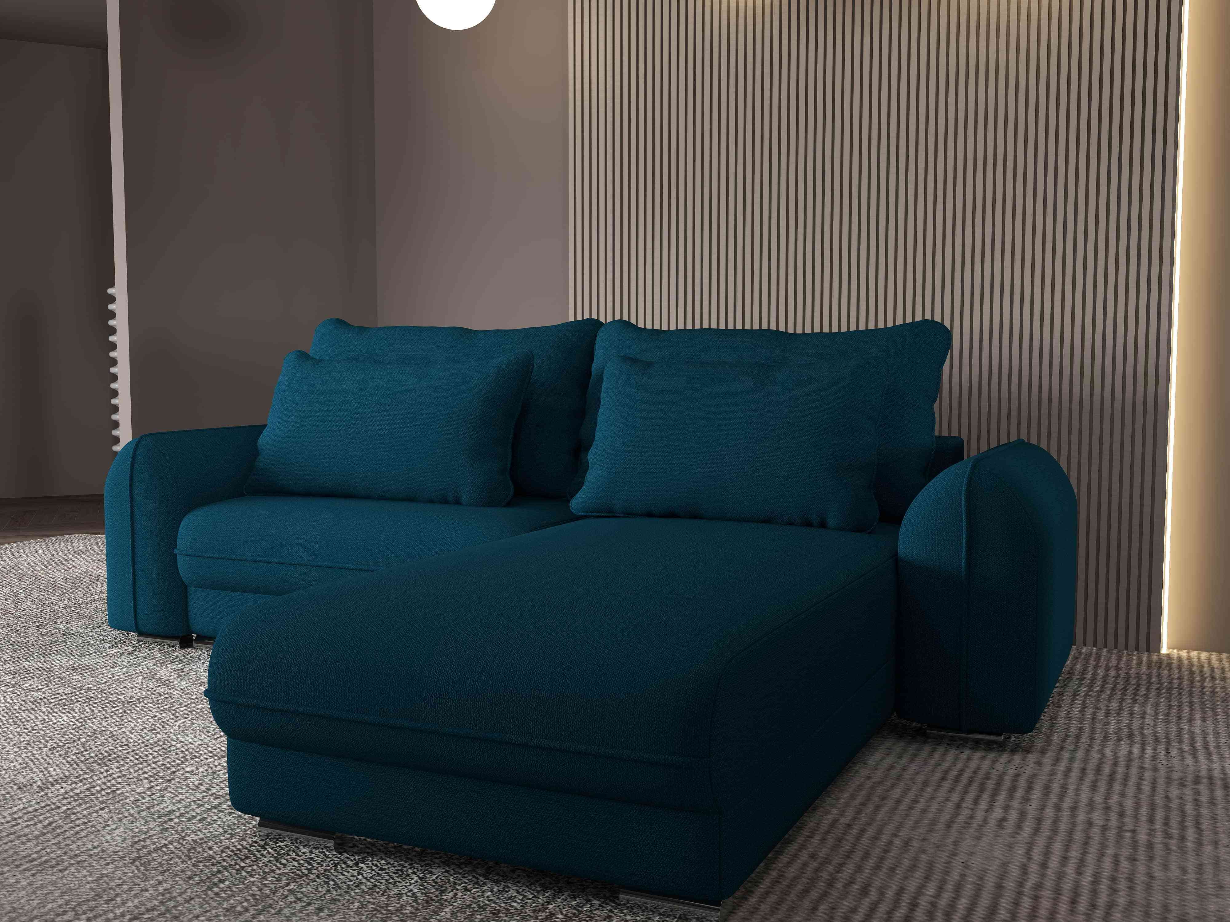 Colțar extensibil dumonde cu ladă de depozitare si sezut confortabil din spuma HR, Denver Enjoy Petrol 275x185 cm II Fabrica