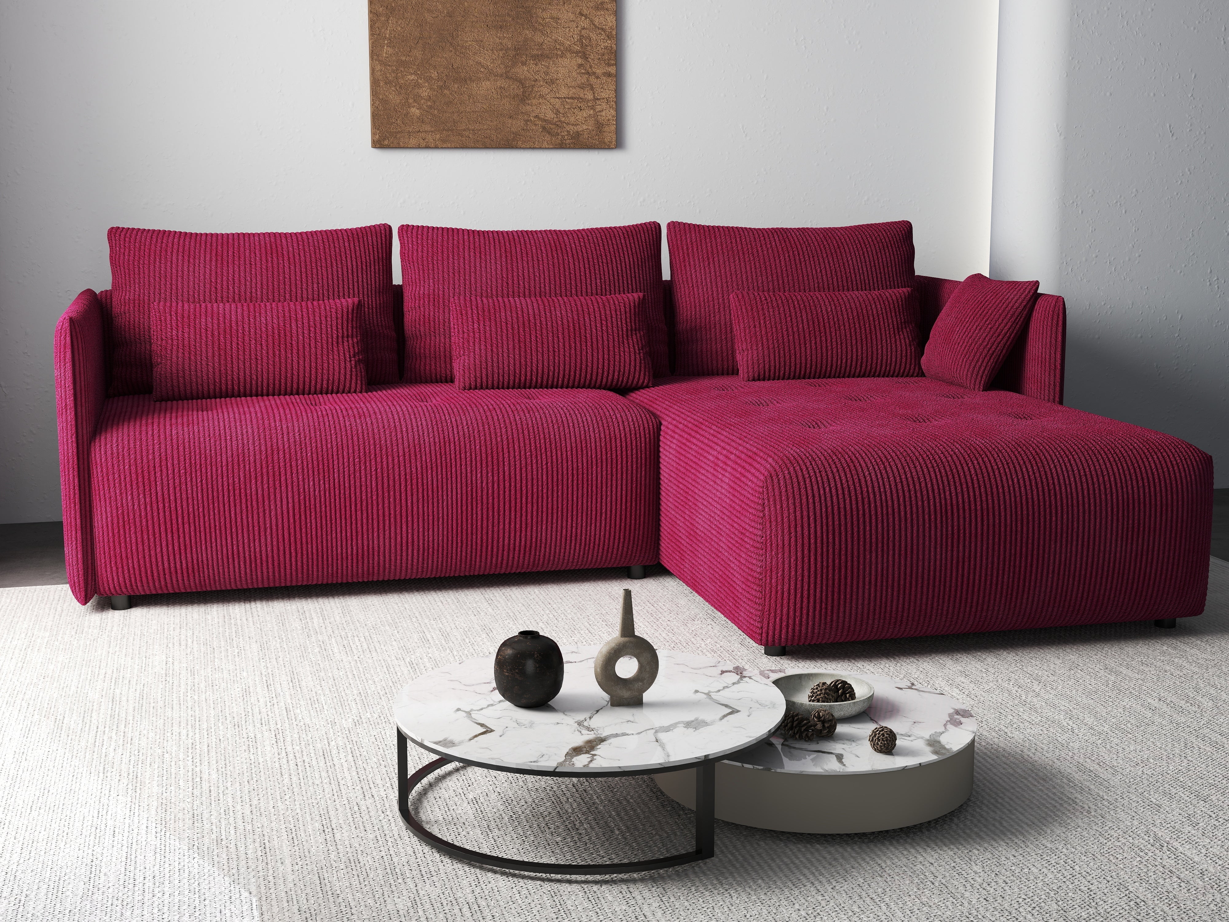 Colțar extensibil dumonde cu ladă de depozitare si sezut confortabil din spuma HR, Malta Zoom Red II 235x185 cm Fabrica