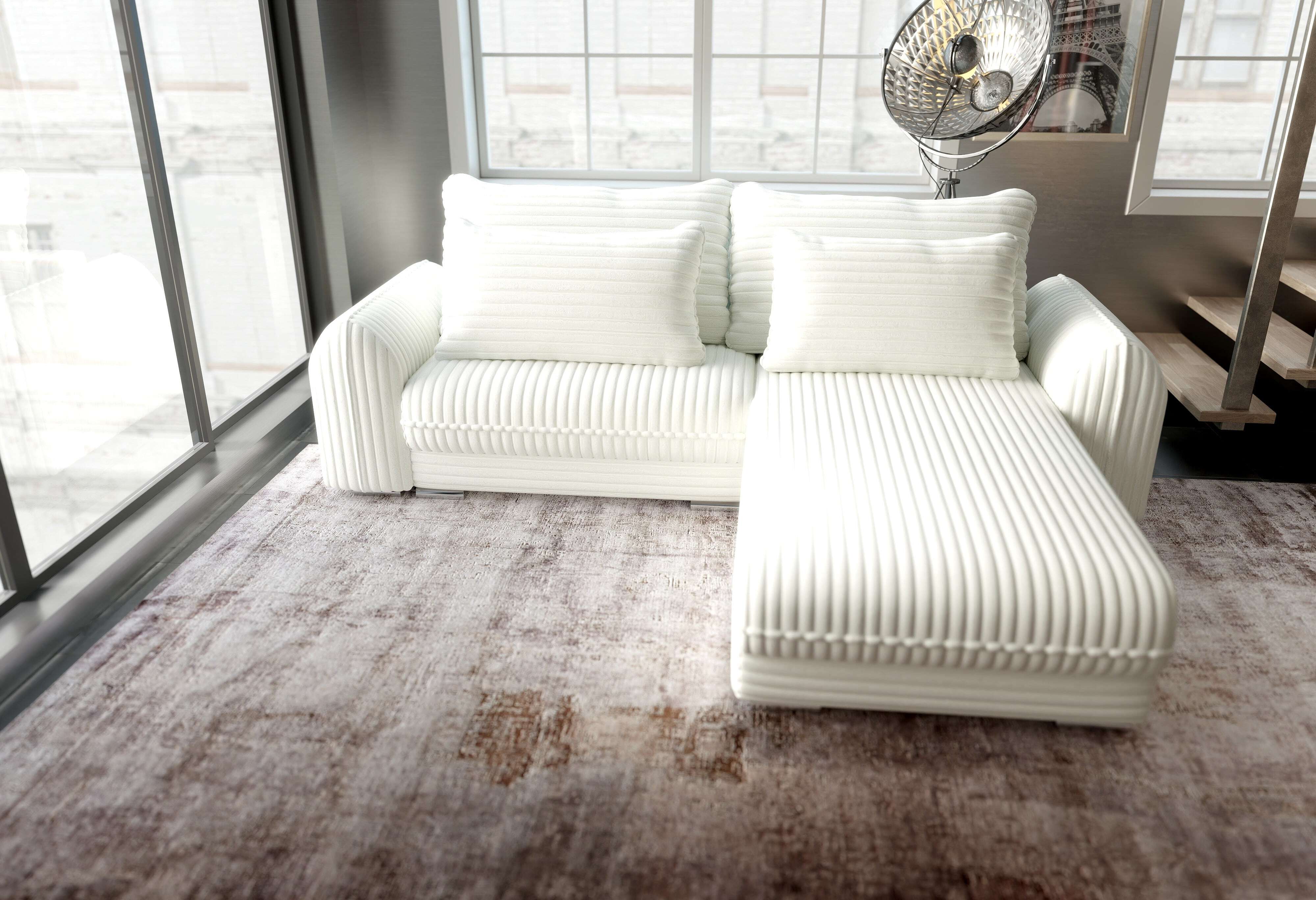 Colțar extensibil dumonde cu ladă de depozitare si sezut confortabil din spuma HR, Denver Ambience Ivory 275x185 cm II Fabrica