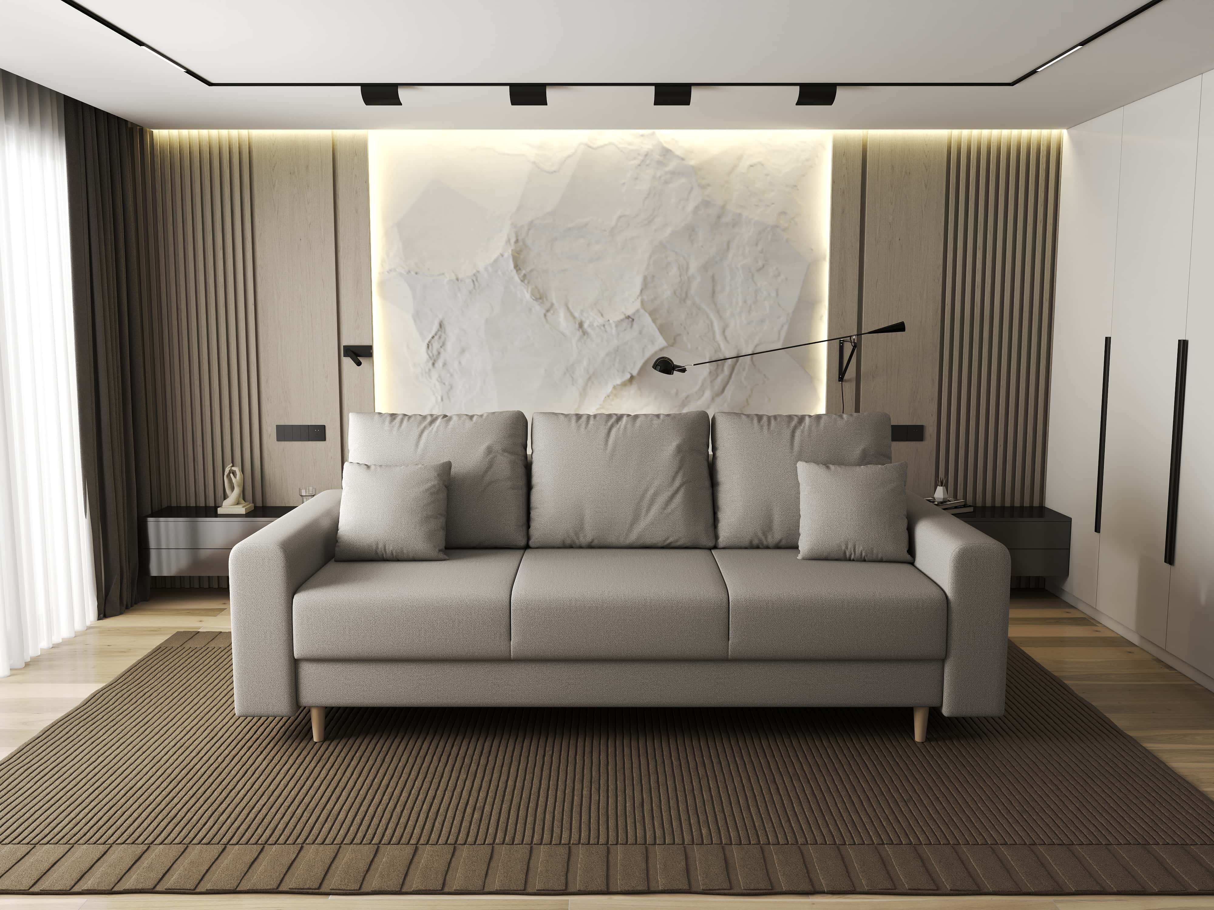 Canapea extensibilă dumonde cu ladă de depozitare si sezut confortabil din spuma HR, Kronos Enjoy Bej 210x100 cm fabrica