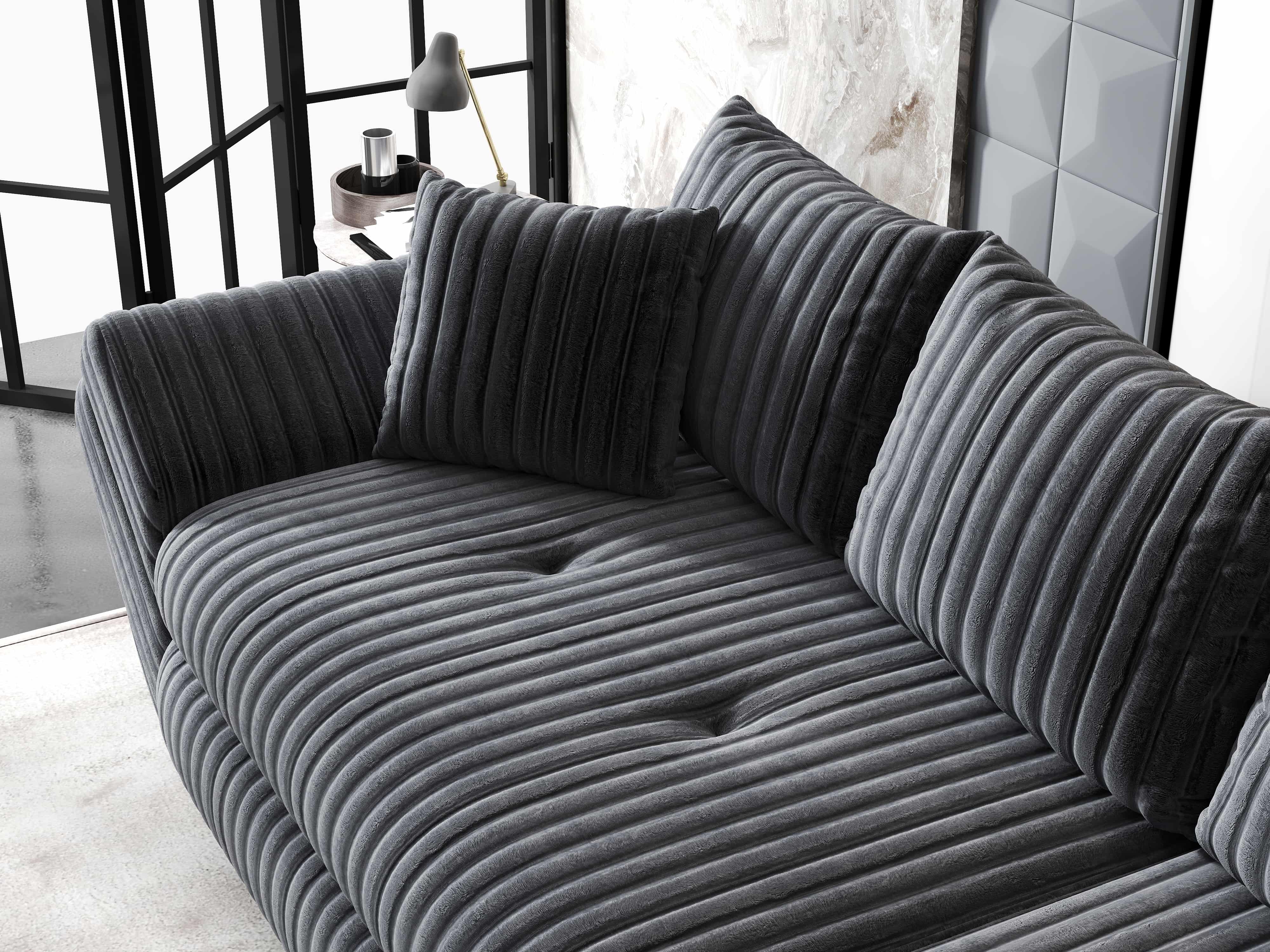 Canapea extensibilă dumonde cu ladă de depozitare si sezut confortabil din spuma HR, Loana Ambience Gri 300x100 cm Fabrica