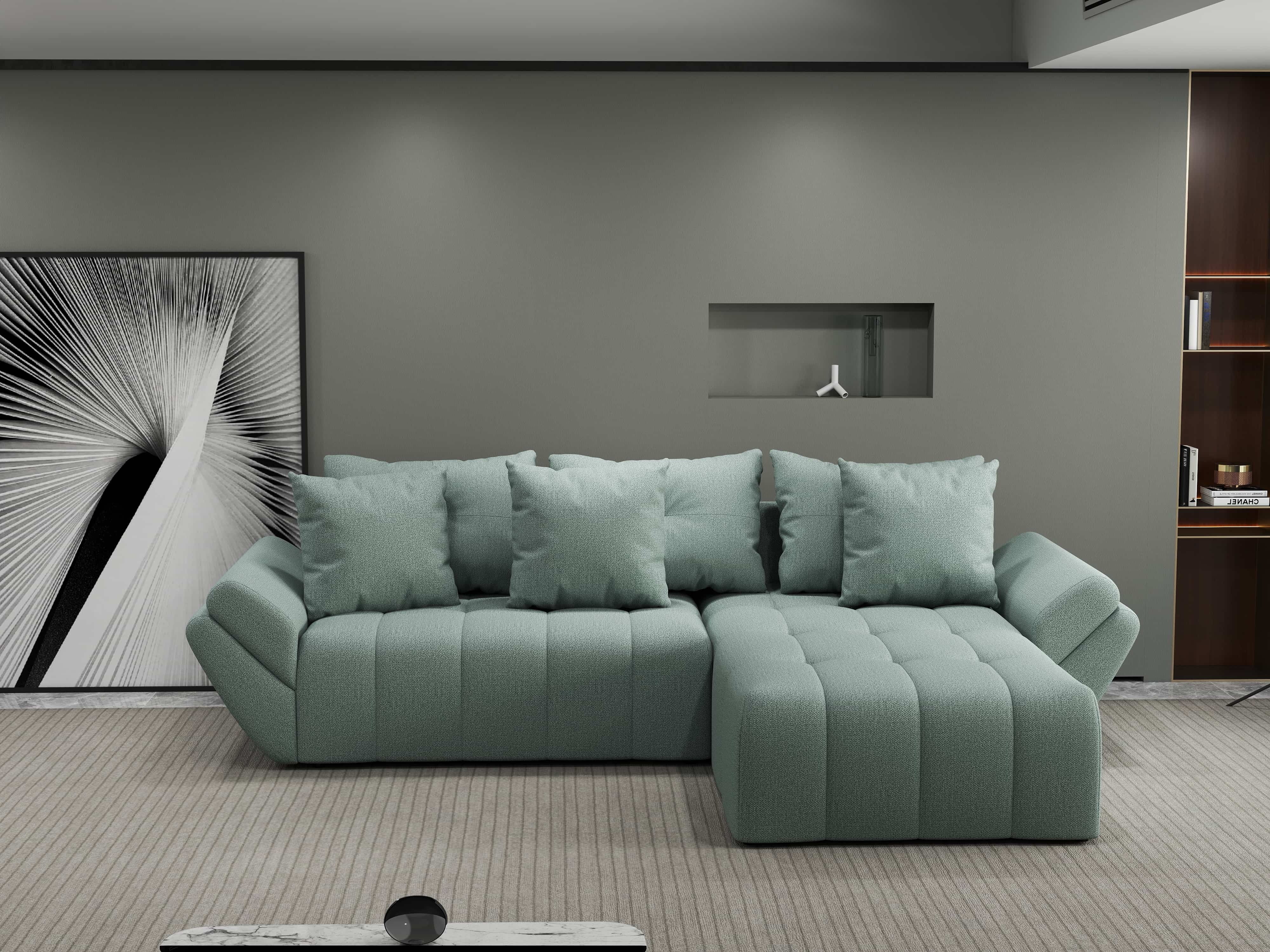 Colțar extensibil dumonde cu ladă de depozitare si sezut confortabil din spuma HR, Berlin Enjoy Mint 280x185 cm II Fabrica