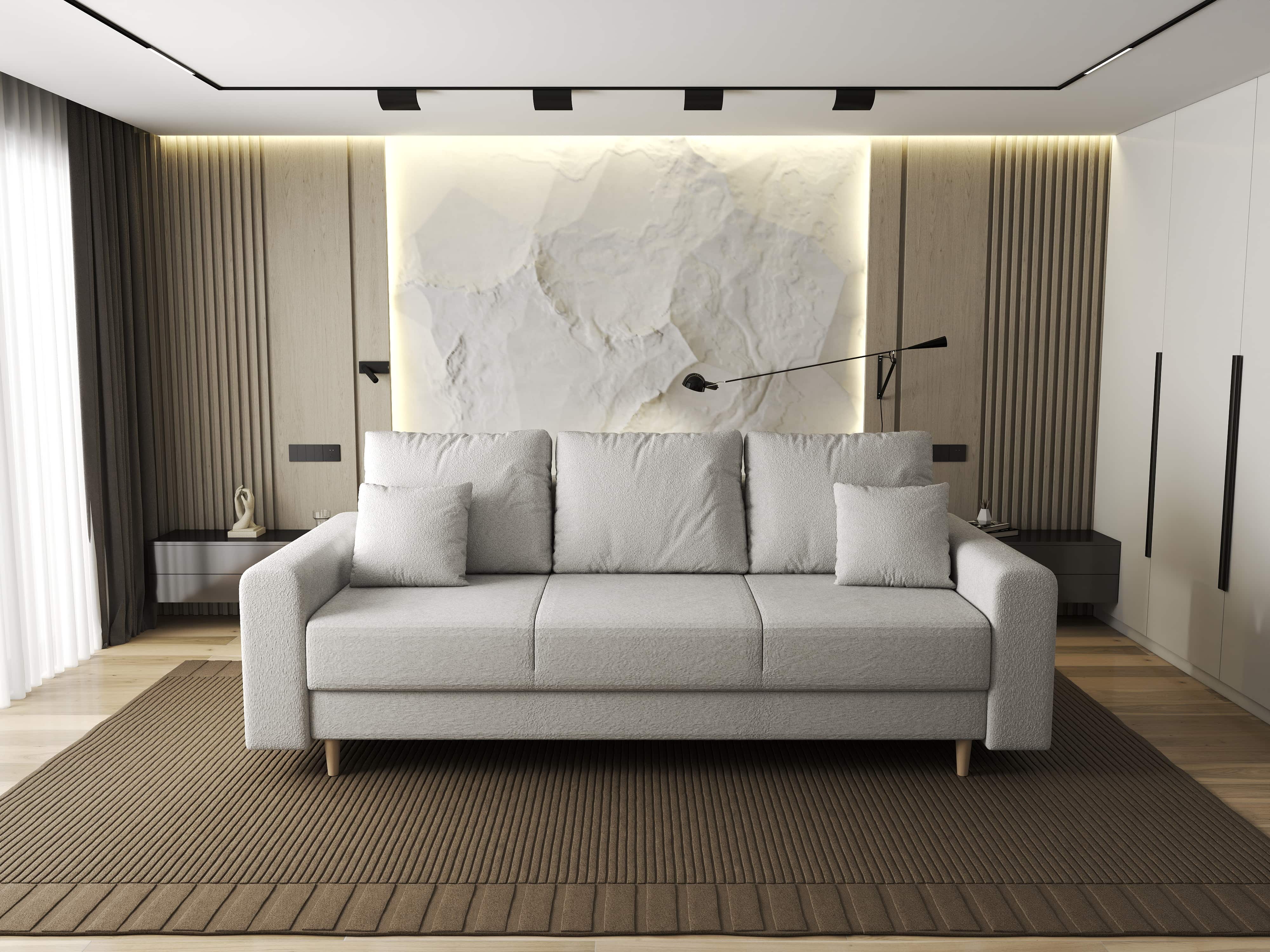 Canapea extensibilă dumonde cu ladă de depozitare si sezut confortabil din spuma HR, Kronos Euphoria Ivory 210x100 cm fabrica
