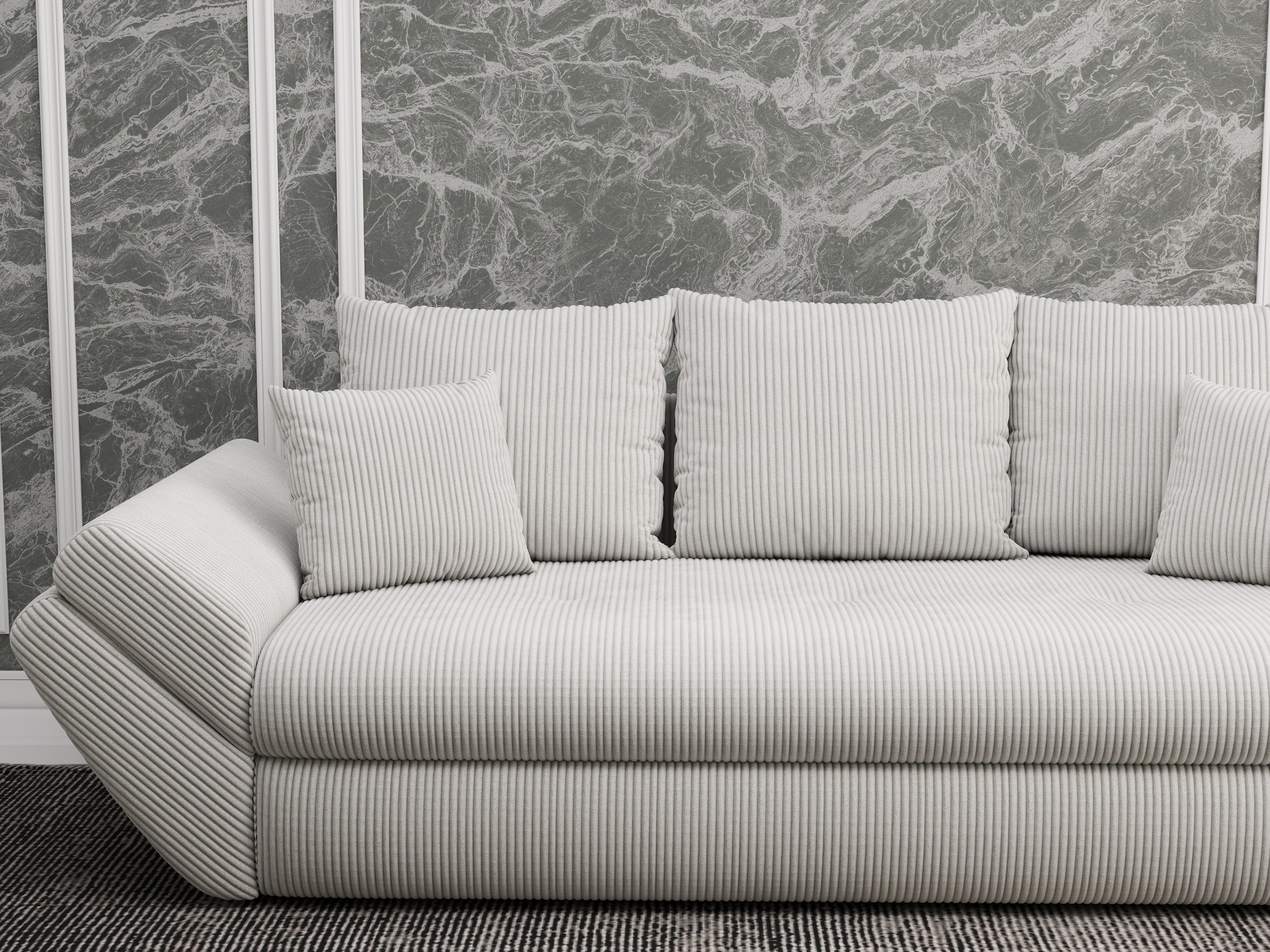 Canapea extensibilă dumonde cu ladă de depozitare si sezut confortabil din spuma HR, Loana Zoom Cream 250x100 cm Fabrica