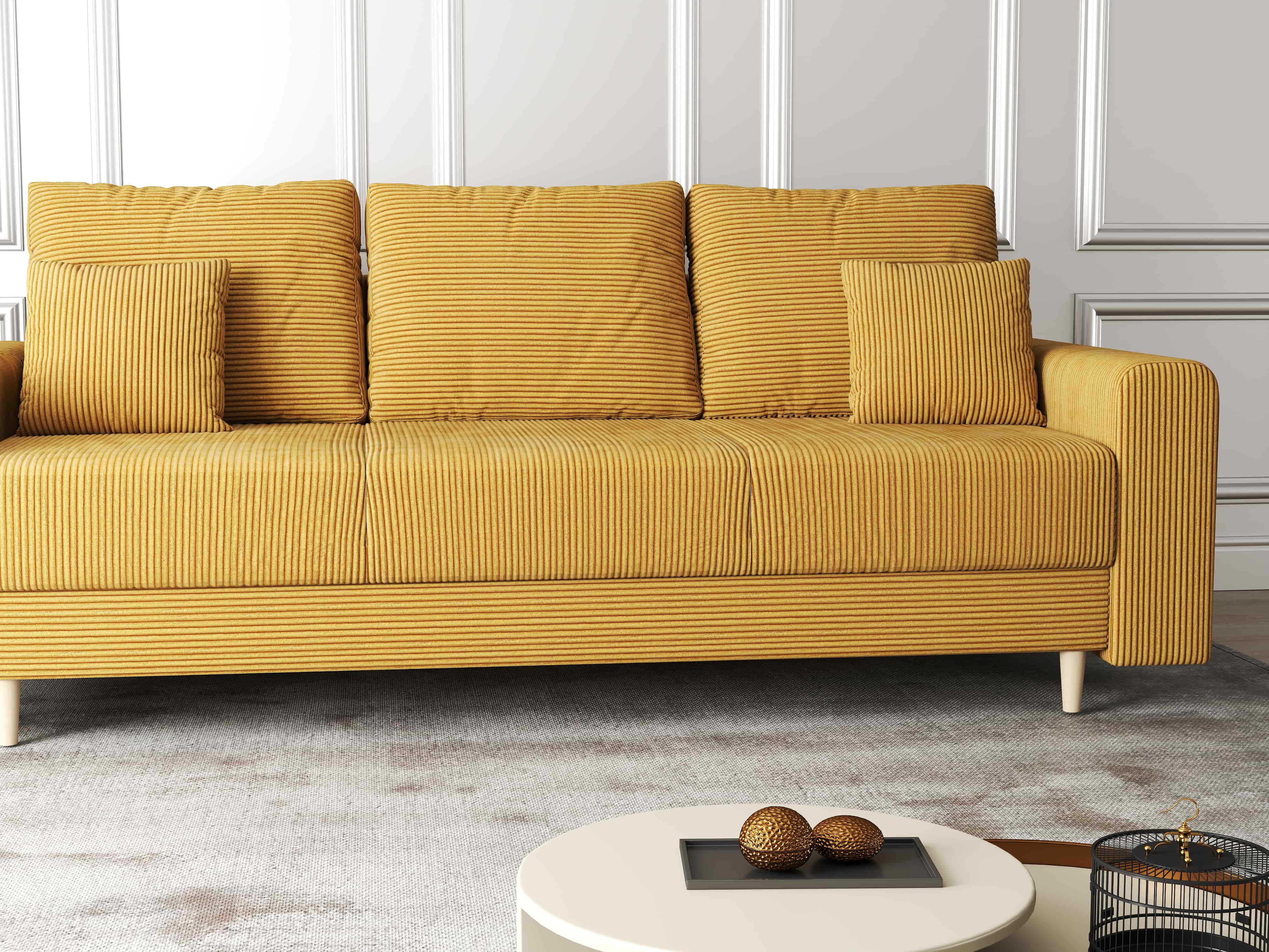 Canapea extensibilă dumonde cu ladă de depozitare si sezut confortabil din spuma HR, Kronos Zoom Mustar 210x100 cm fabrica