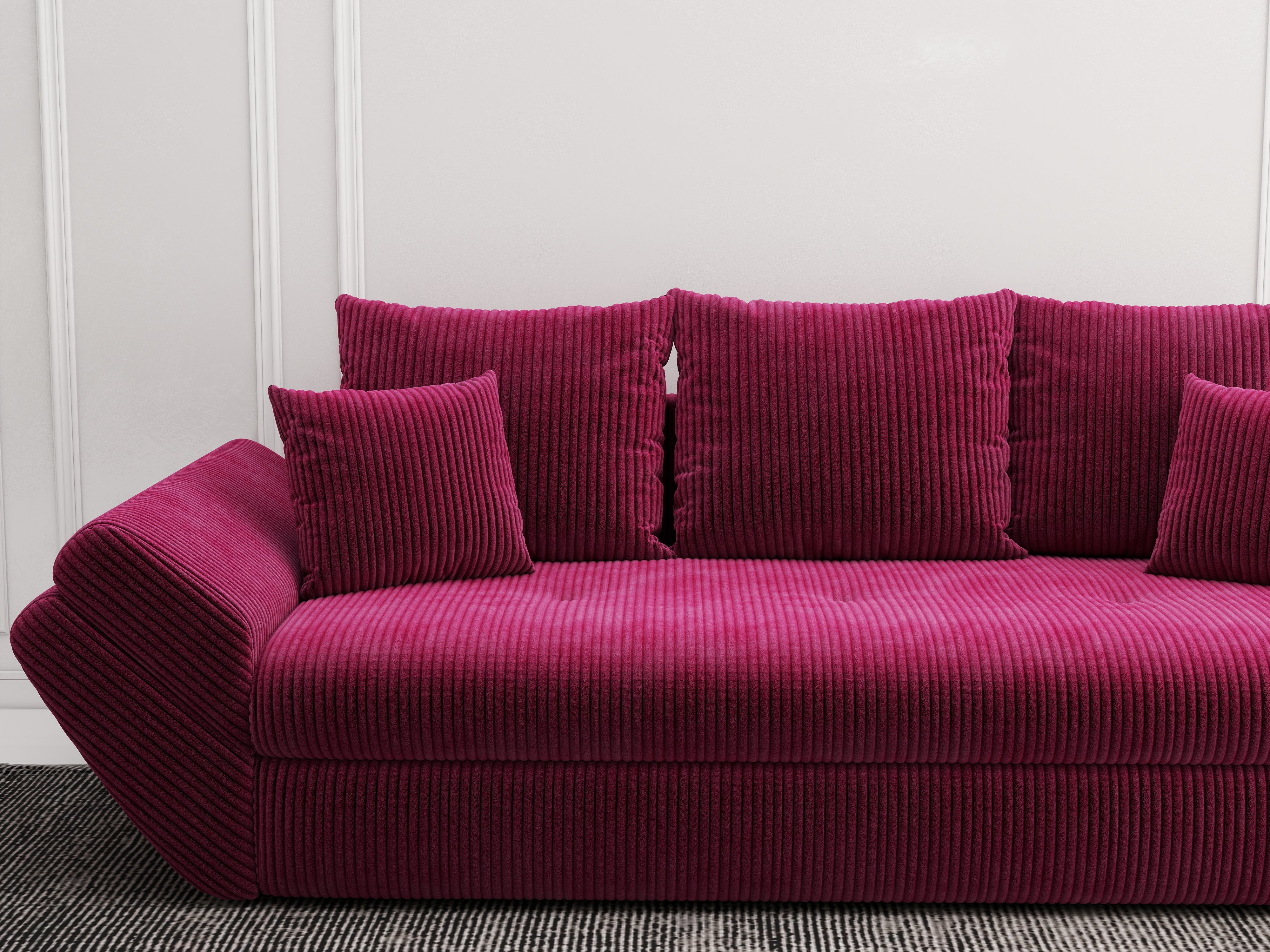 Canapea extensibilă dumonde cu ladă de depozitare si sezut confortabil din spuma HR, Loana Zoom Rosu 250x100 cm Fabrica