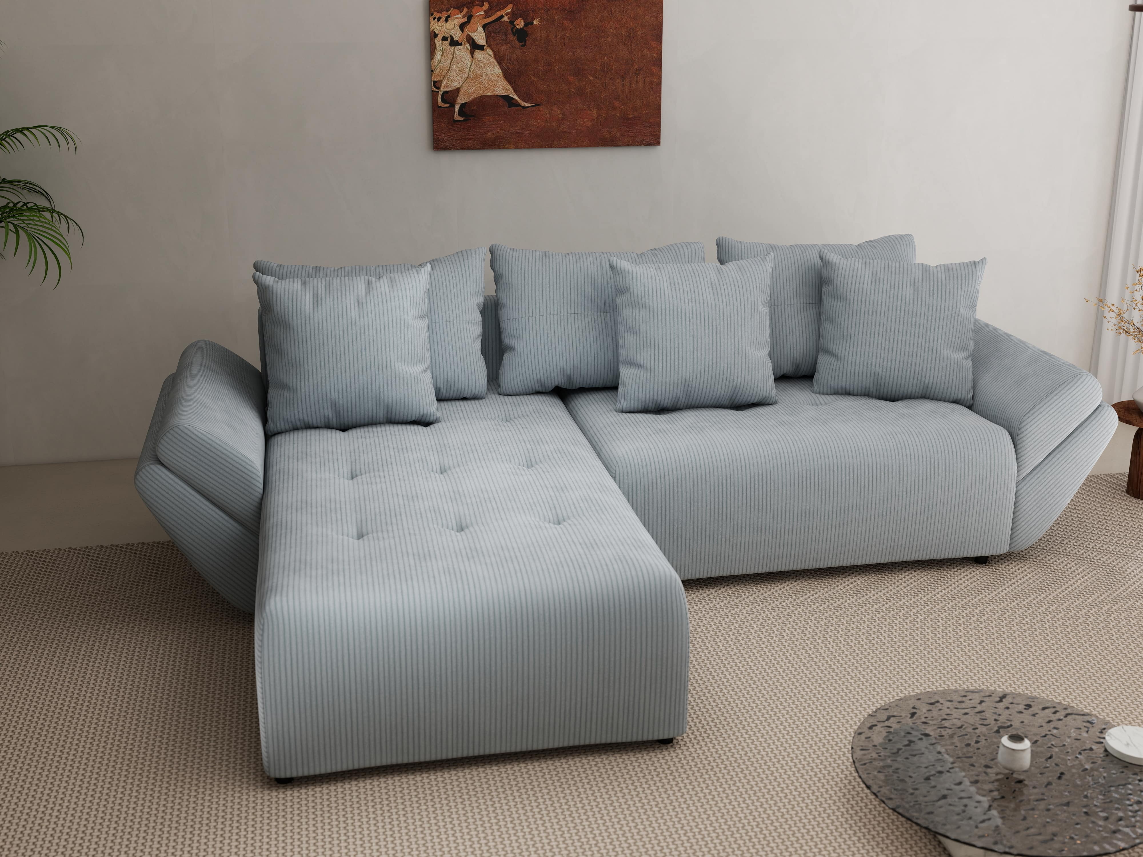 Colțar extensibil dumonde cu ladă de depozitare si sezut confortabil din spuma HR, Berlin Zoom Grey 280x185 cm Fabrica