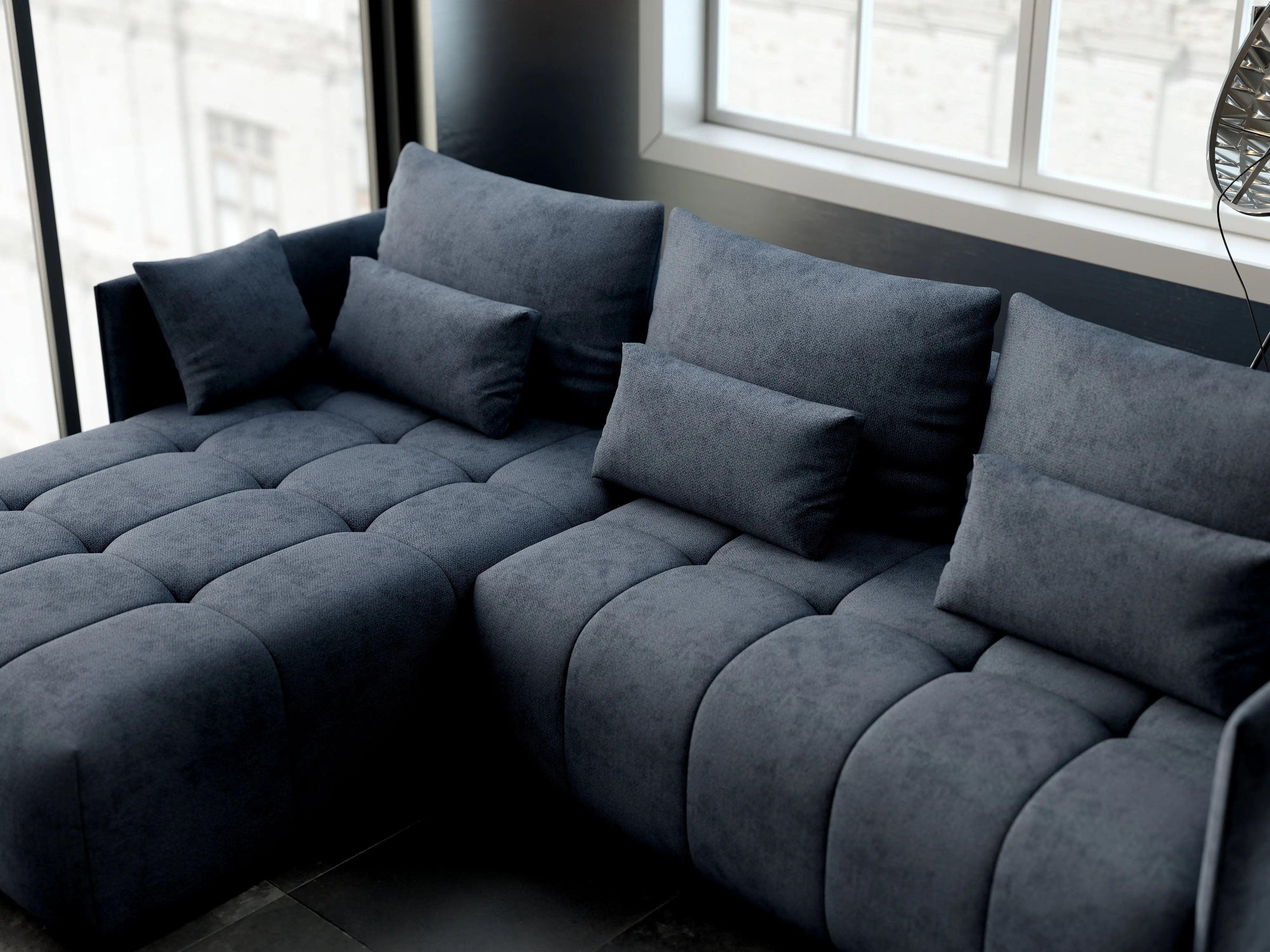 Colțar extensibil dumonde cu ladă de depozitare si sezut confortabil din spuma HR, Malta Enjoy Antracit 235x185 cm Fabrica