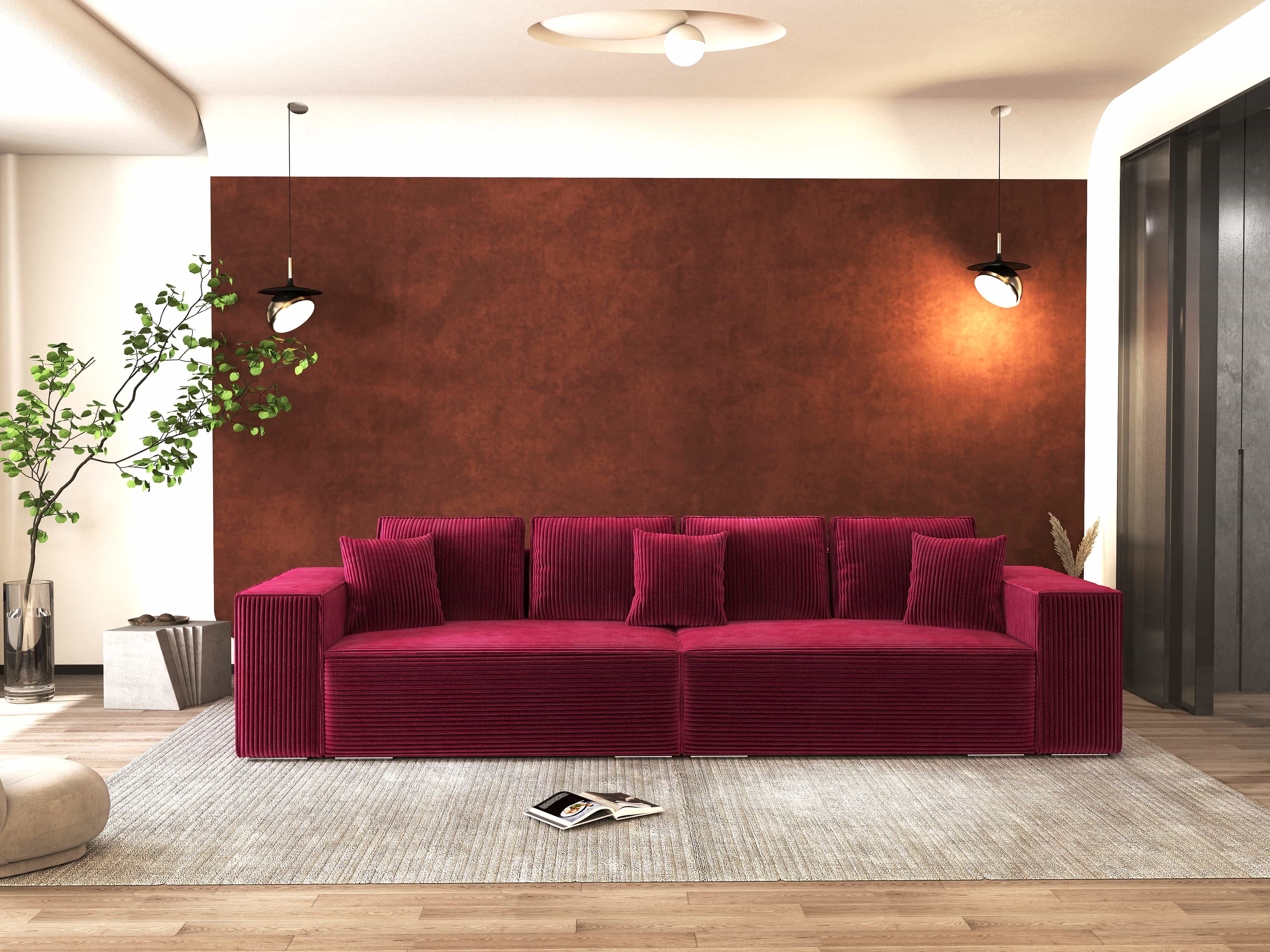 Canapea extensibilă dumonde cu ladă de depozitare si sezut confortabil din spuma HR, Dream Zoom Rosu 310x100 cm Fabrica