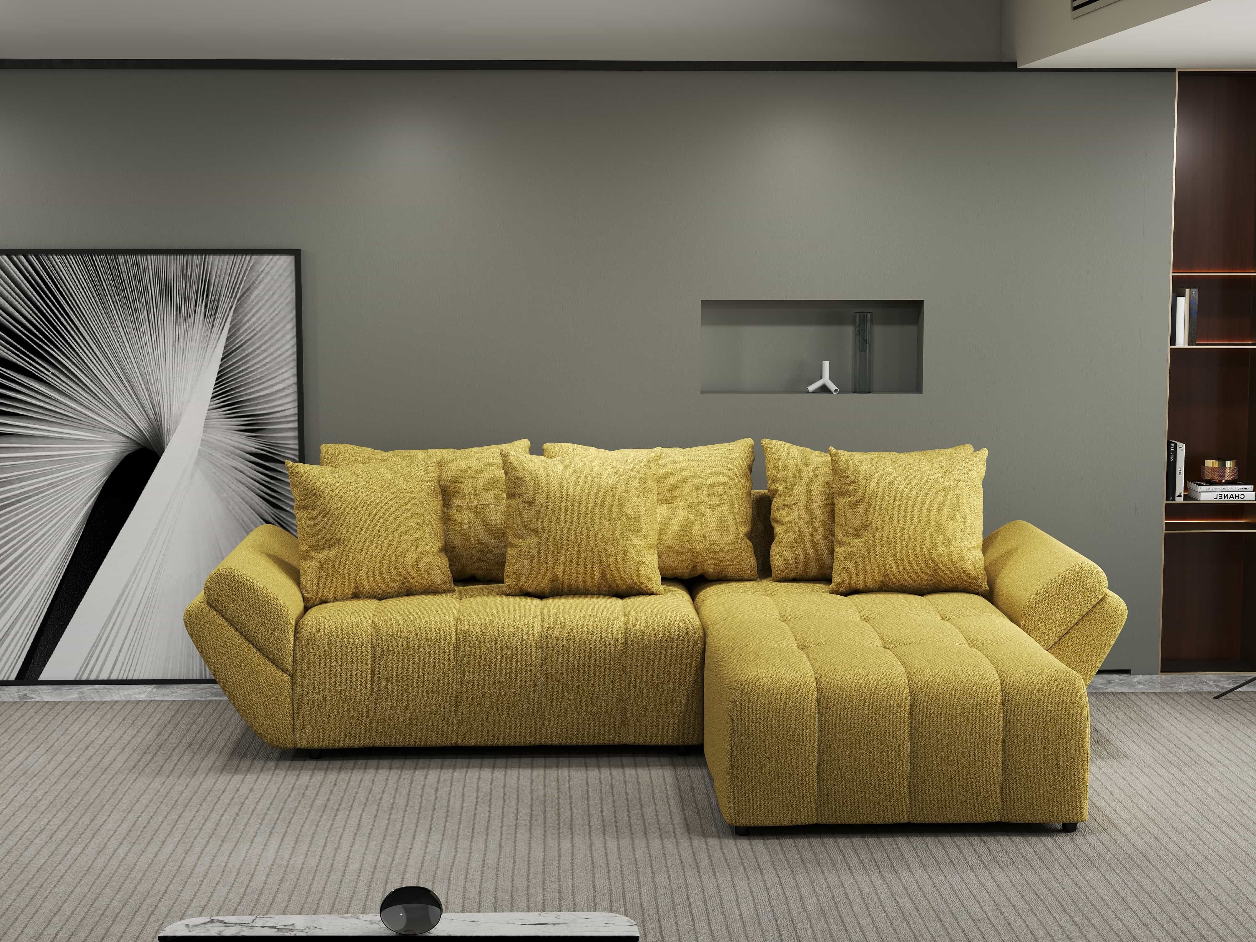 Colțar extensibil dumonde cu ladă de depozitare si sezut confortabil din spuma HR, Berlin Enjoy Melon 280x185 cm II Fabrica