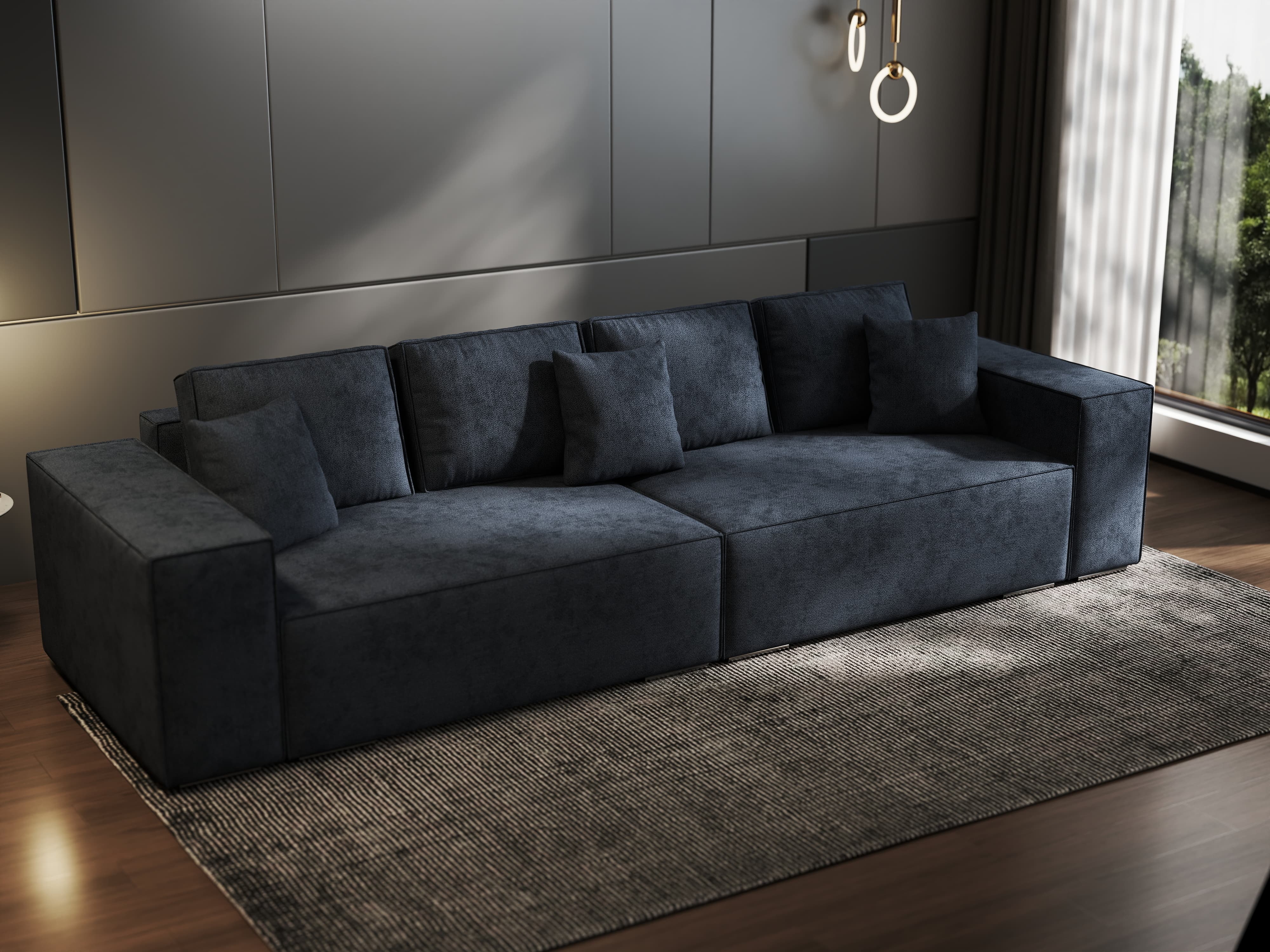 Canapea extensibilă dumonde cu ladă de depozitare si sezut confortabil din spuma HR, Dream Enjoy Antracit 310x100 cm Fabrica
